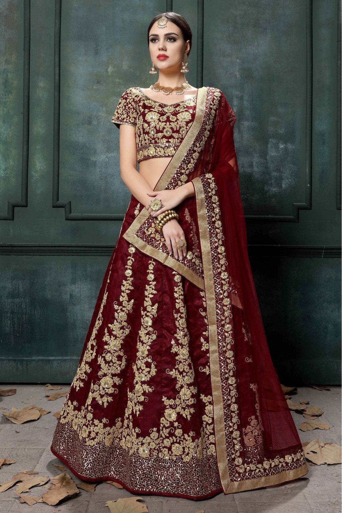 Net Embroidery Lehenga Choli In Maroon Colour - LD5680065