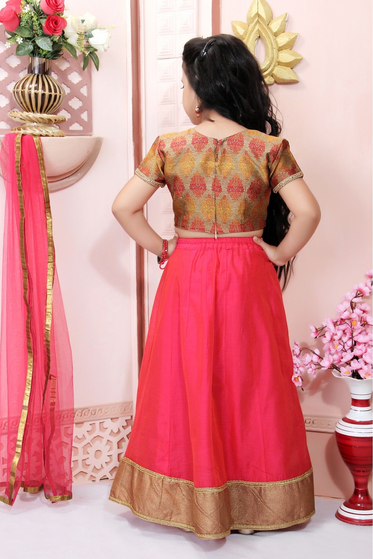 Buy Green Chanderi Lehenga Sets for Women Online in India - Indya