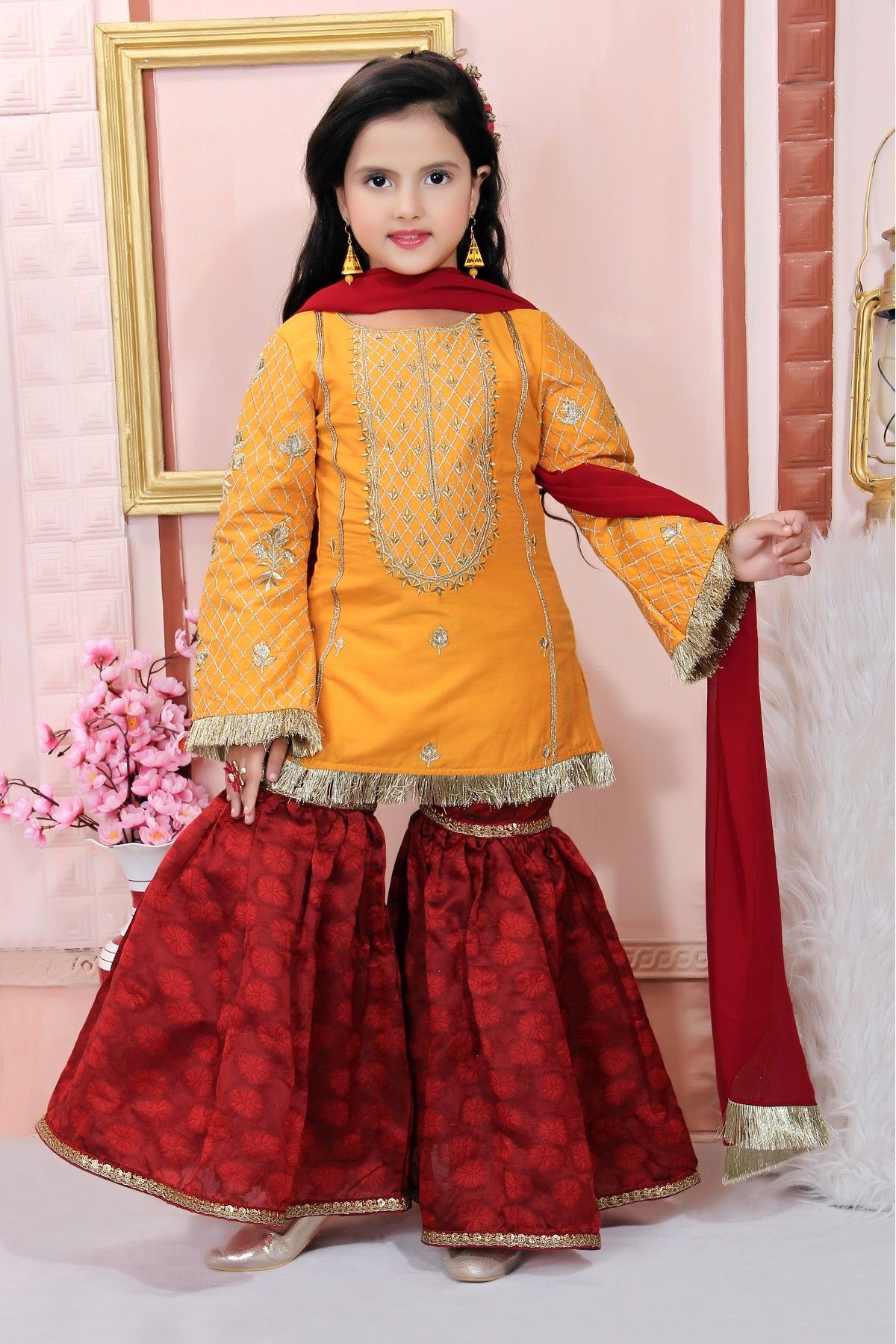 Plum - Gold Tilla Aari Embroidered Sharara Set – Talking Threads