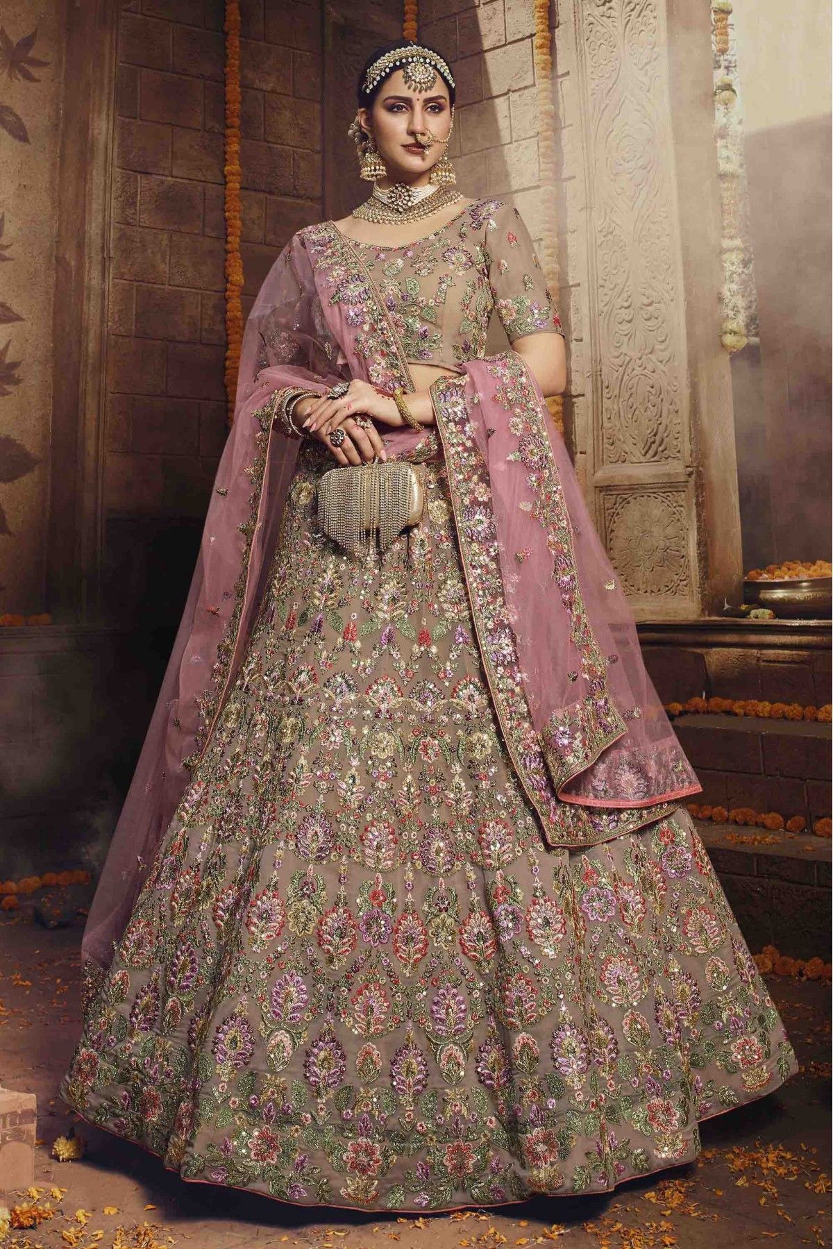 New Georgette Traditional Lehenga Choli Brown Color