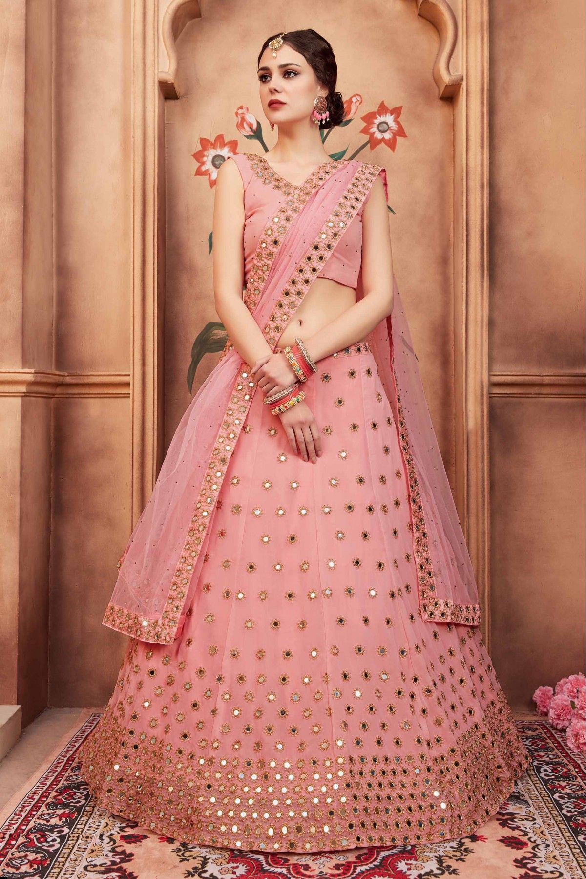 Peach Color Wedding Wear Designer Semi-Stitched Lehenga Choli :: MY SHOPPY  LADIES WEAR