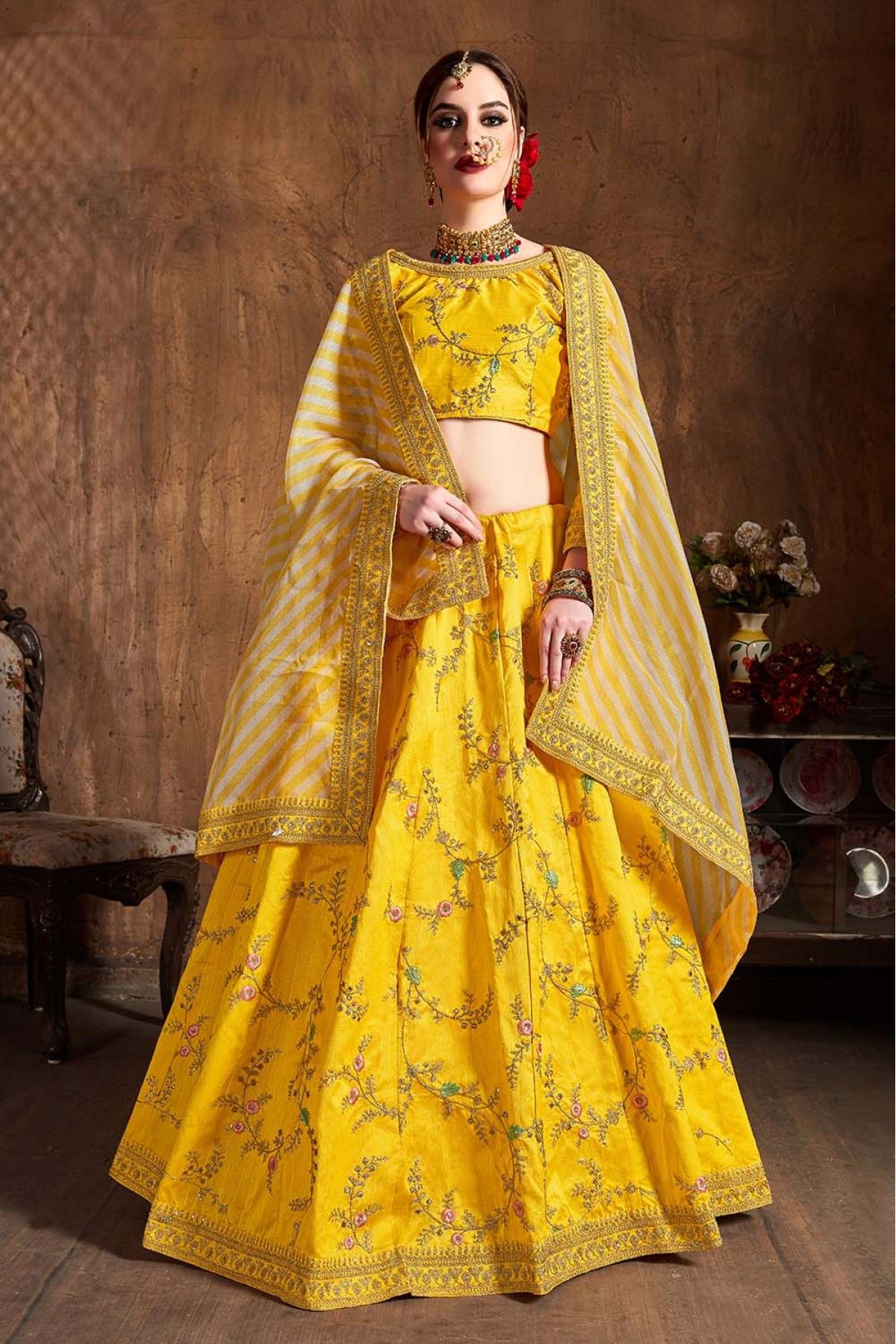 Latest And Unique Wedding Wear Beautiful Yellow Color Lehenga Choli –  Fashionfy