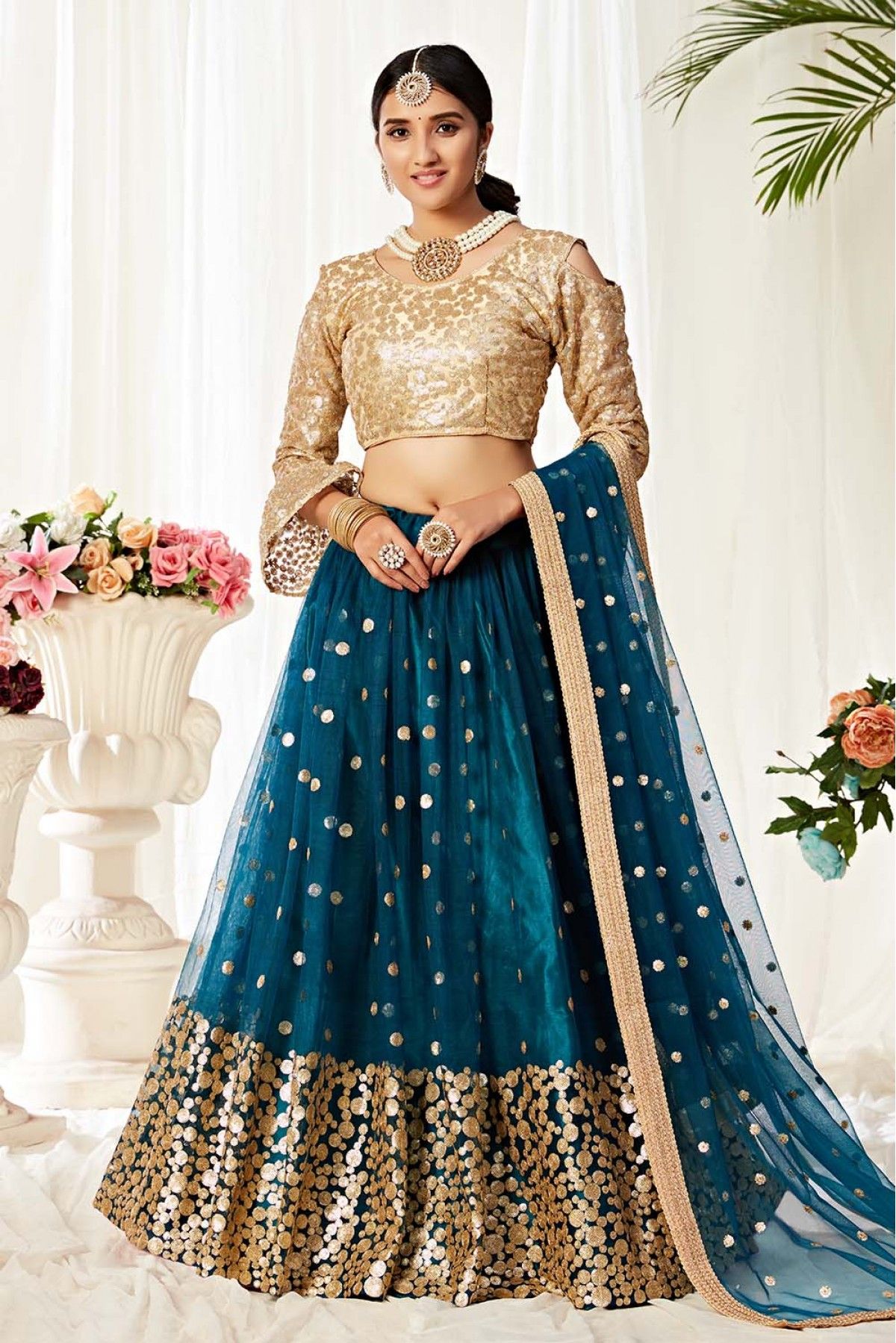 Banglori Silk Embroidery Lehenga Choli In Royal Blue Colour