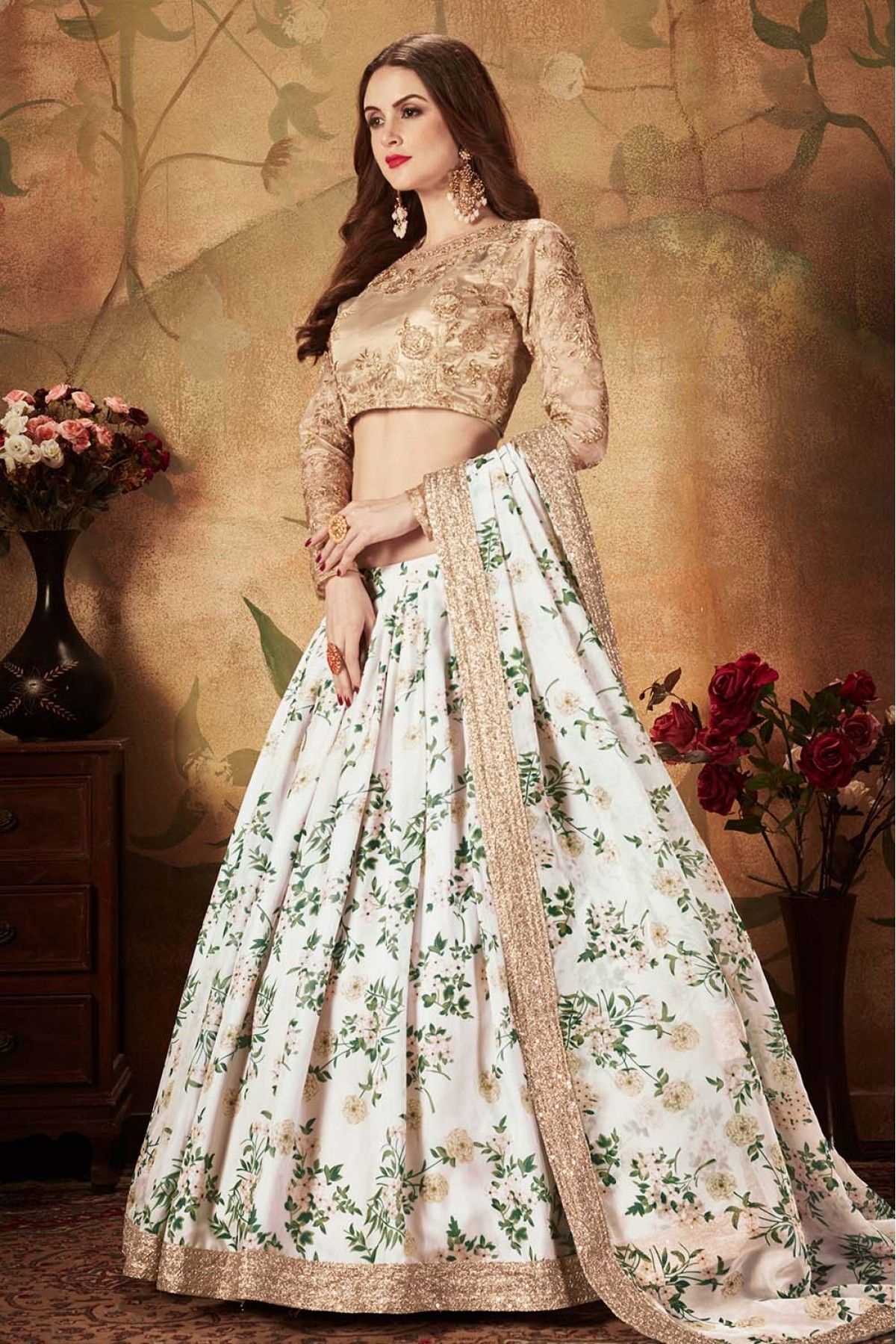 Georgette Embroidery Lehenga Choli In White Colour - LD4900207