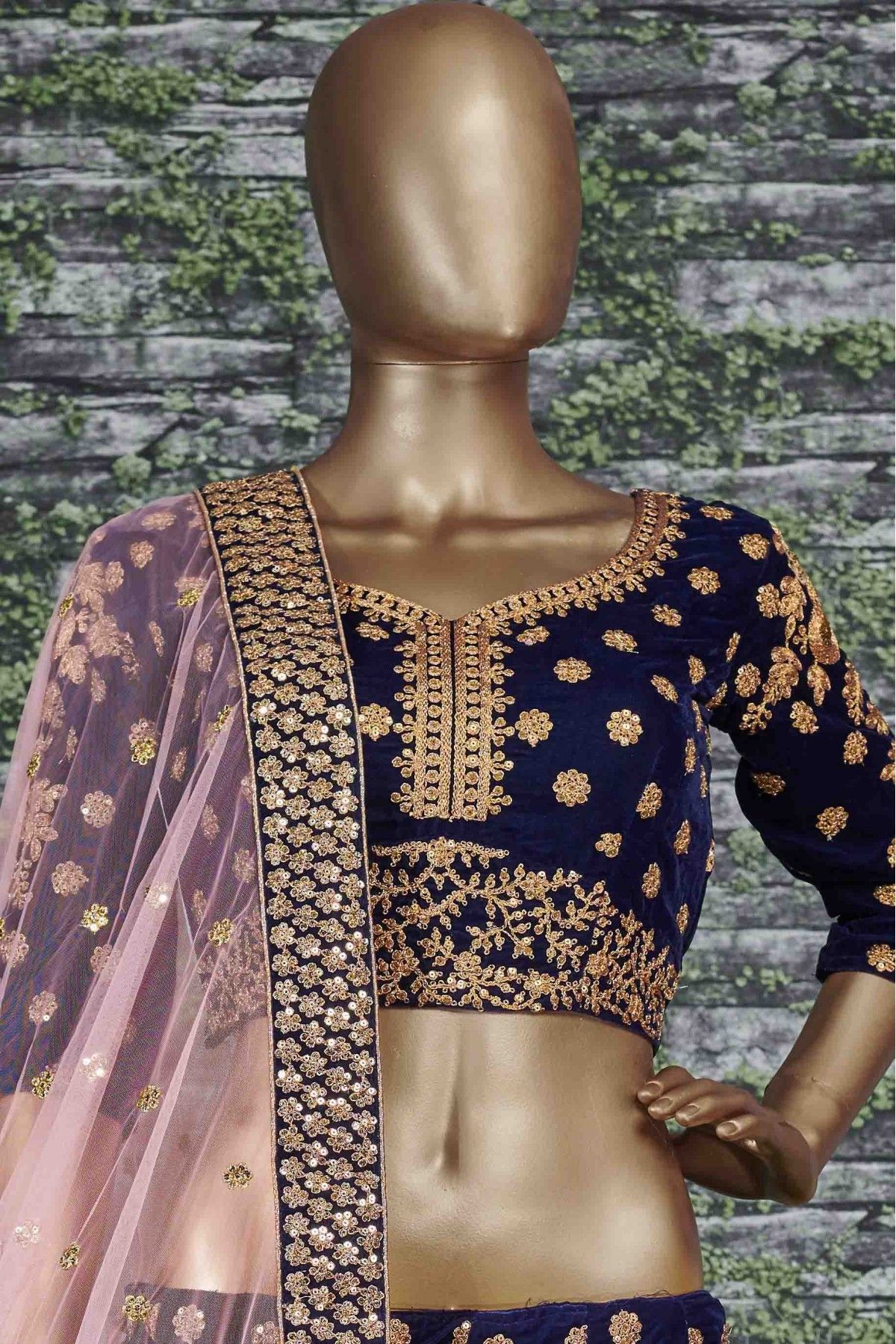 Buy Velvet Lehenga Choli - Classy Purple Sequins & Mirror Lehenga – Empress  Clothing