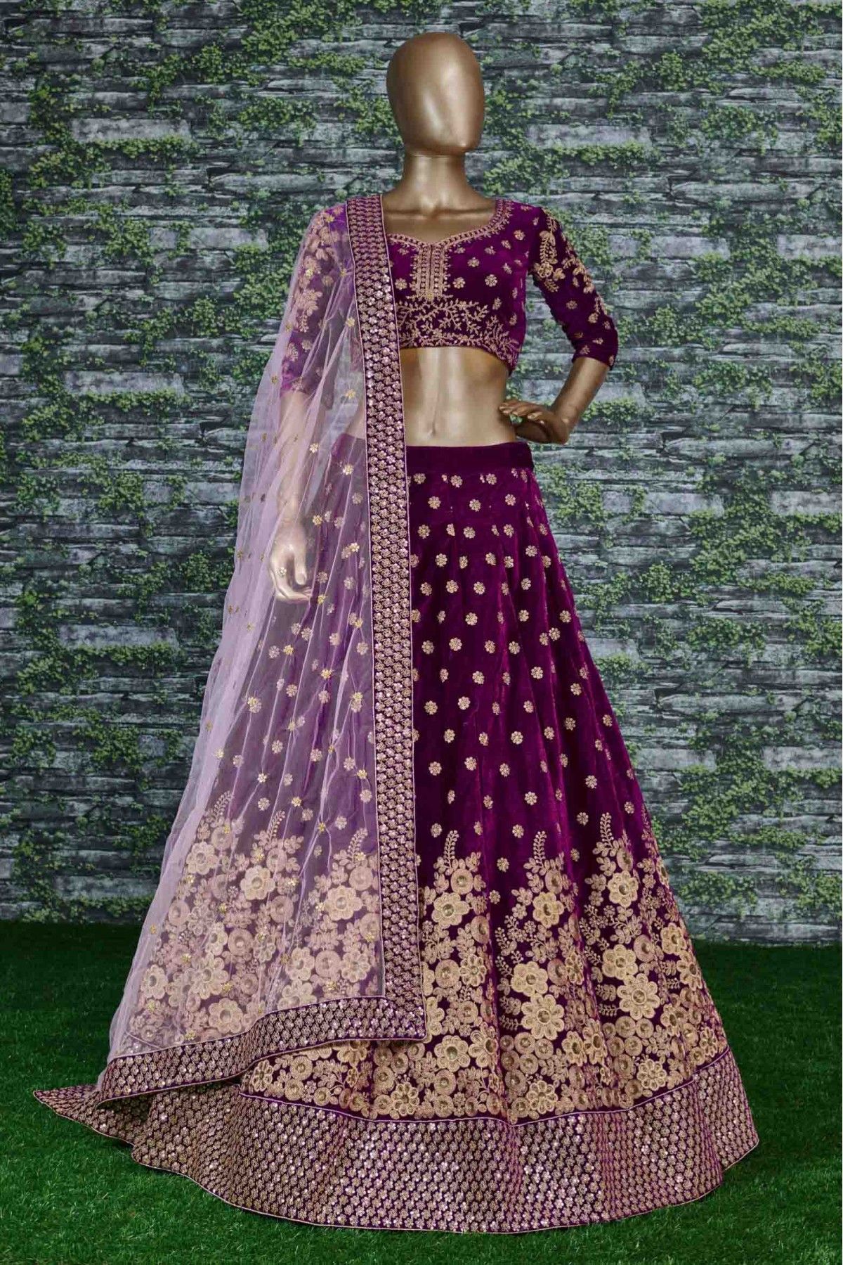 Fashionable Jacket Style Violet Purple Lehenga LLCV110588