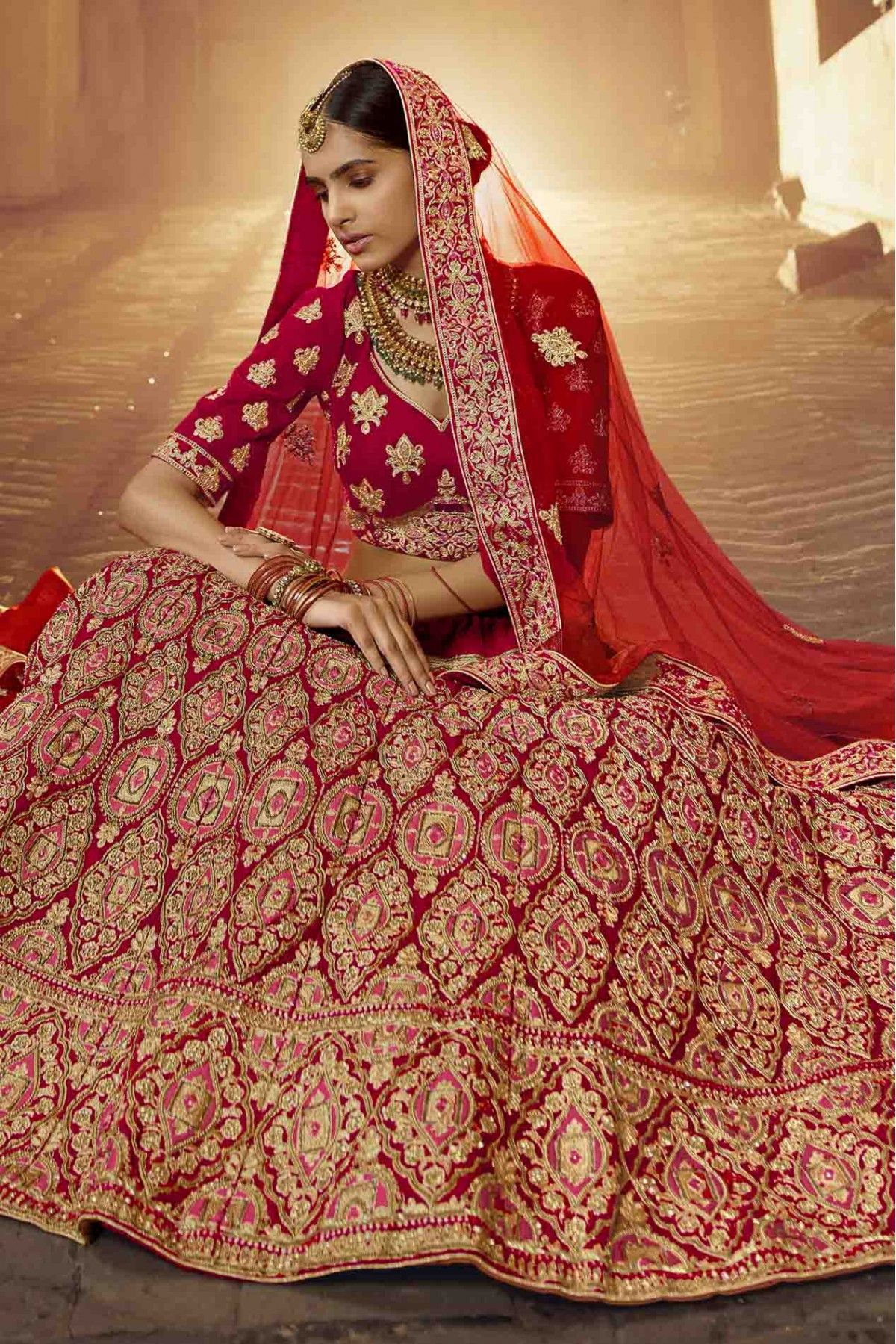 Buy Multi-Color Zari Work Silk Jacquard Lehenga Choli Online At Zeel  Clothing