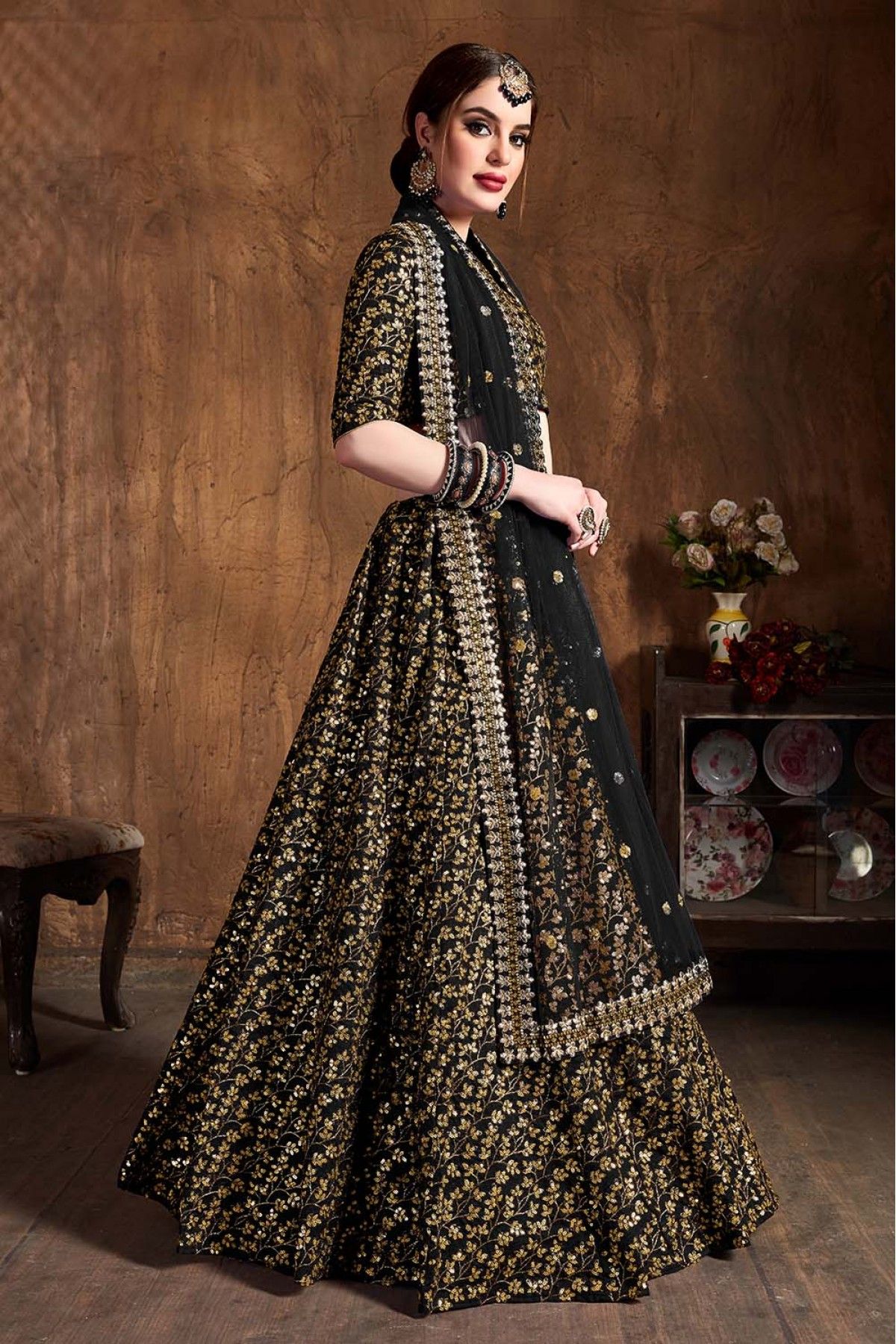 Black Color Party Wear Lehenga Choli With Dupatta :: ANOKHI FASHION