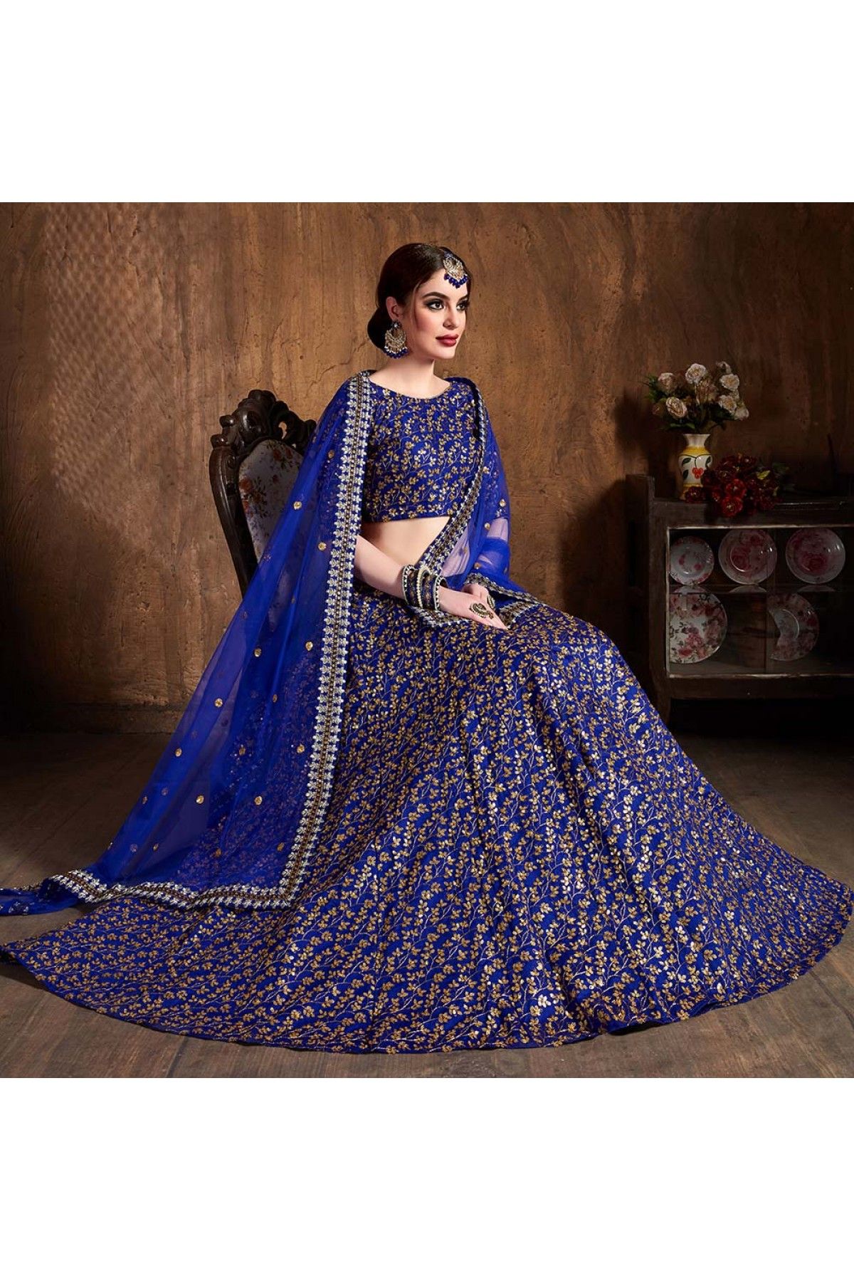 Multi-Colored Raw Silk Lehenga with Intricate Mirror Blouse – Kzari - The  Design Studio