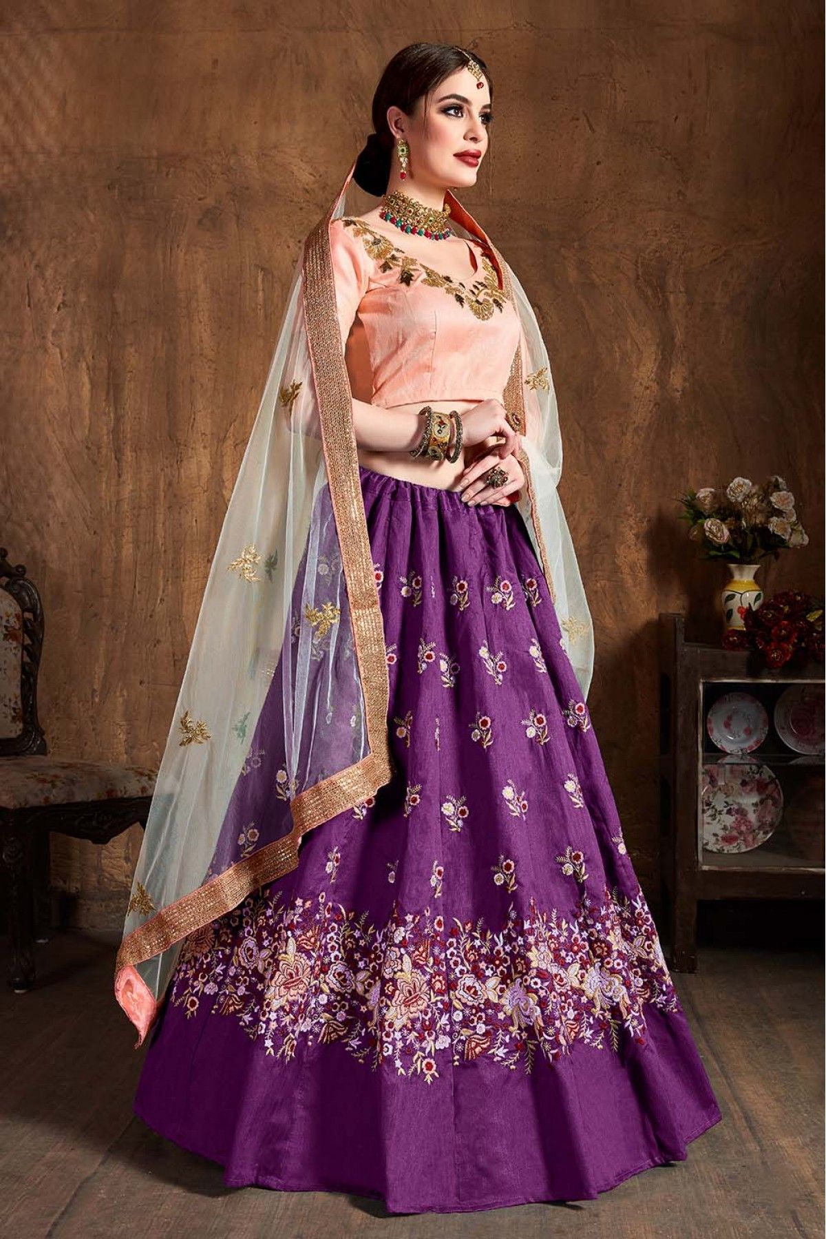 Purple | Purple lehenga, Purple lehnga, Choli designs