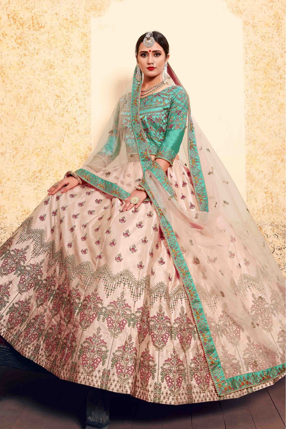 Buy online Peach Flared Lehenga from ethnic wear for Women by Fashionuma  for ₹1269 at 66% off | 2024 Limeroad.com