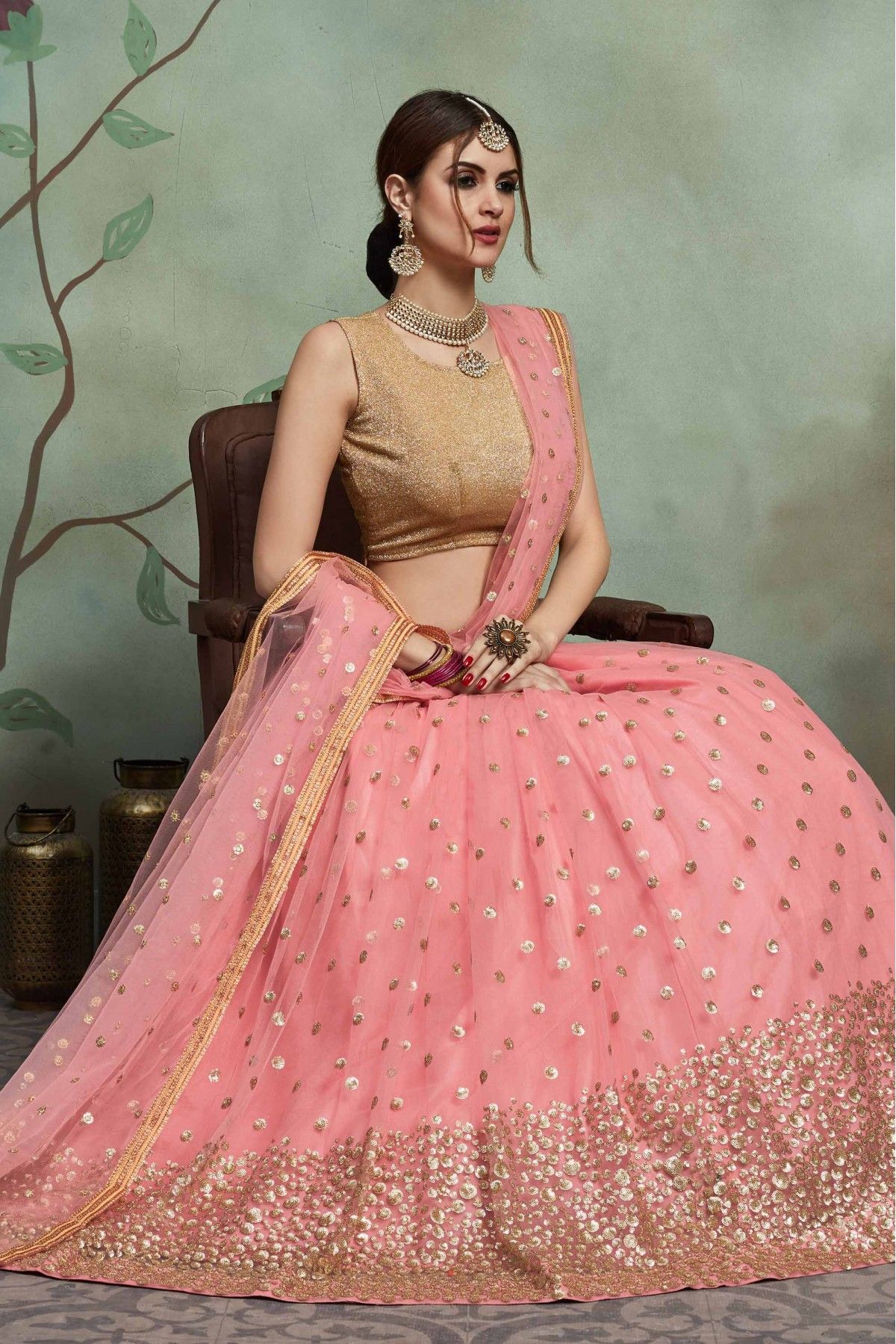 Buy Beautiful Baby Pink Embroidered Soft Net Lehenga Choli With Dupatta -  Zeel Clothing