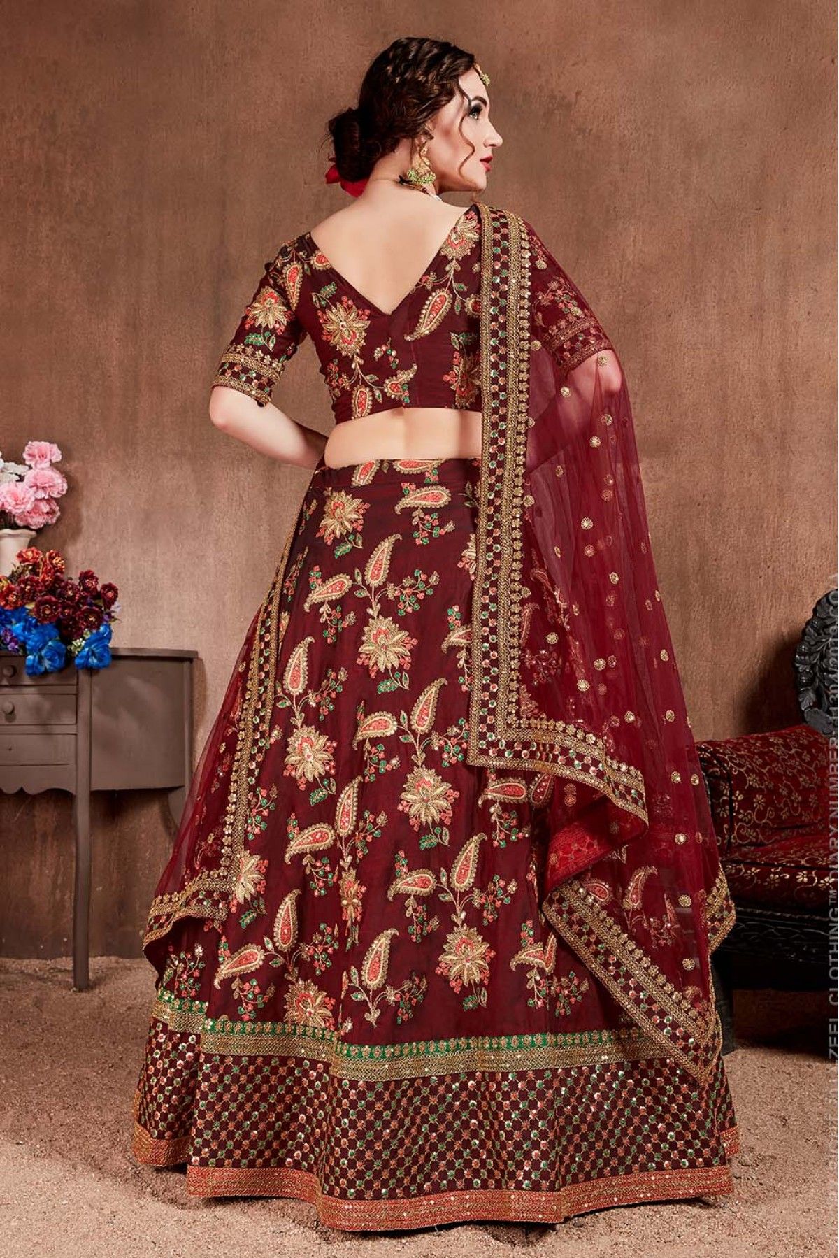 Taffeta Silk Lehenga Choli In Maroon Colour - LD3820154