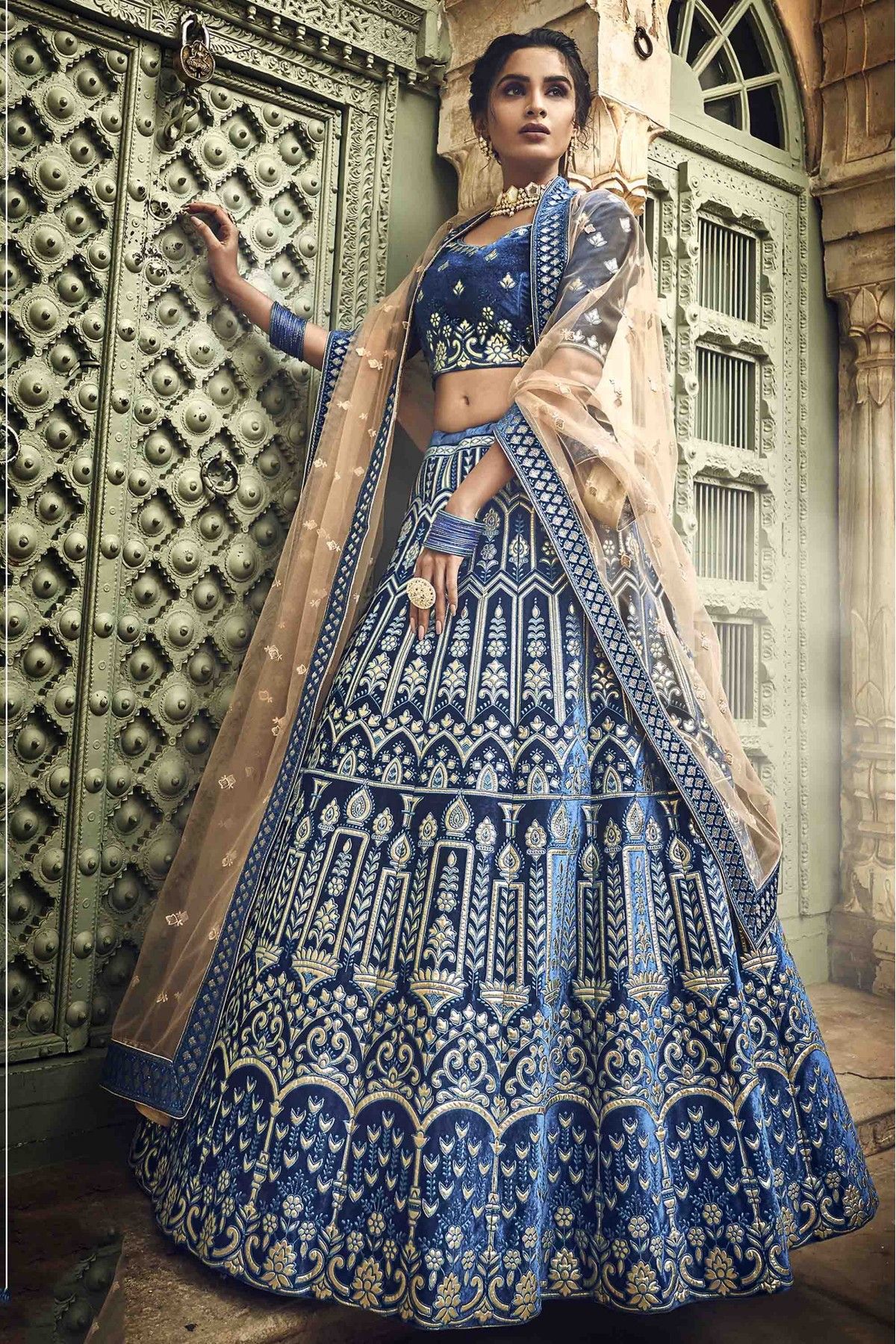 Buy Wedding Wear Pink Georgette Thread Work Lehenga Choli Online