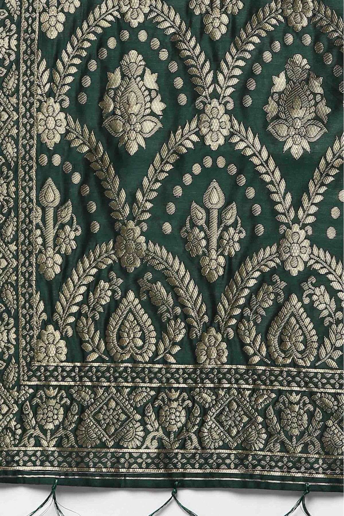 Banarasi Silk Woven Dupatta In Dark Green Colour - DU1356504