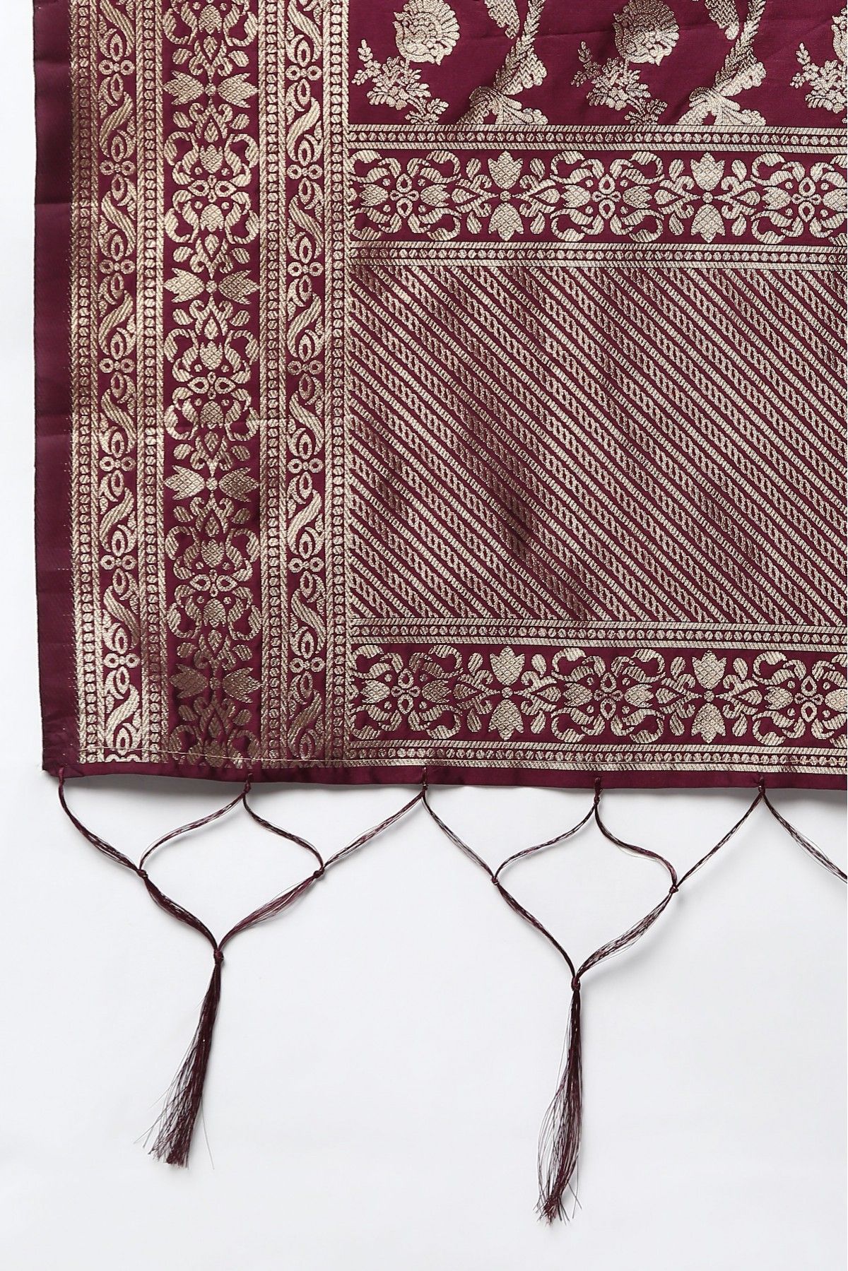 Banarasi Silk Woven Dupatta In Wine Colour - DU1356539