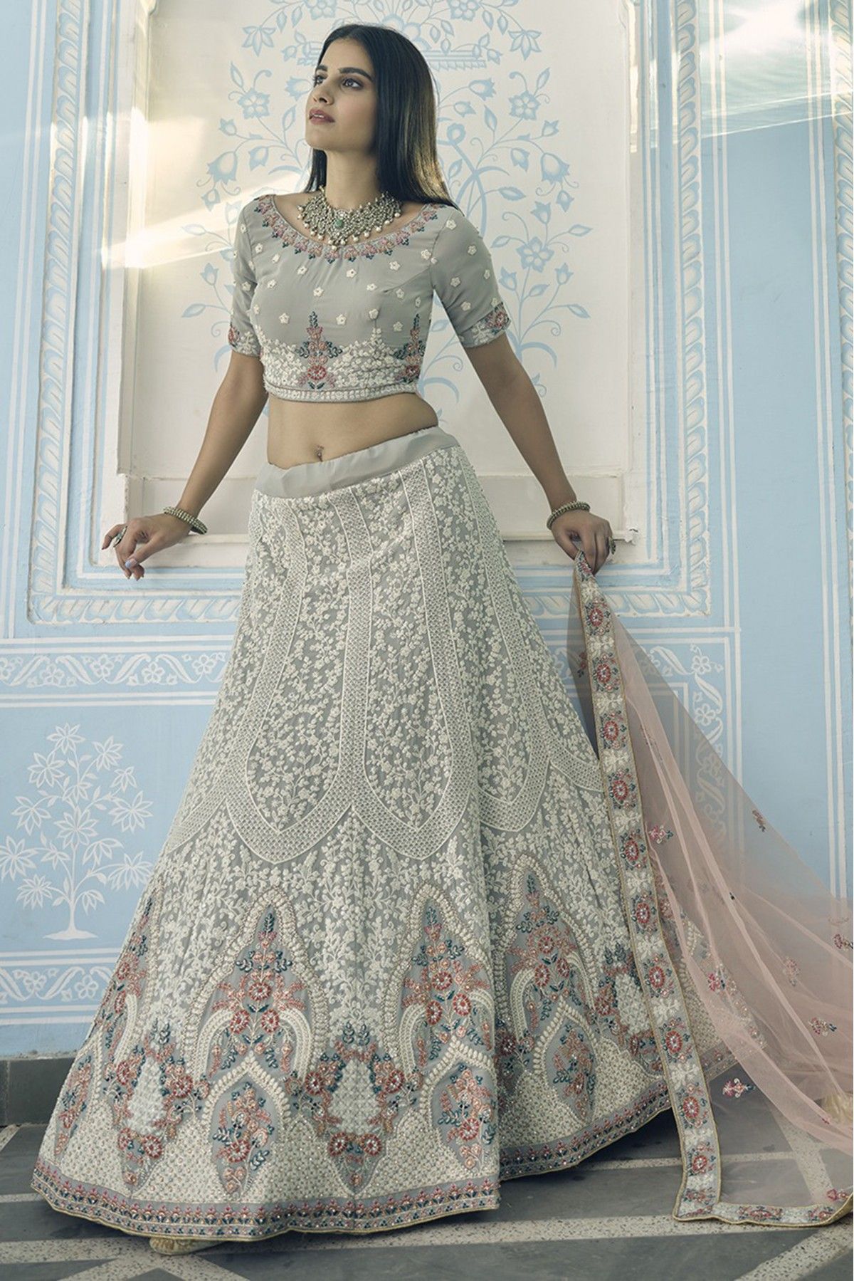 Soft Net Sequins Work Lehenga Choli In Peach Colour - LD4900633