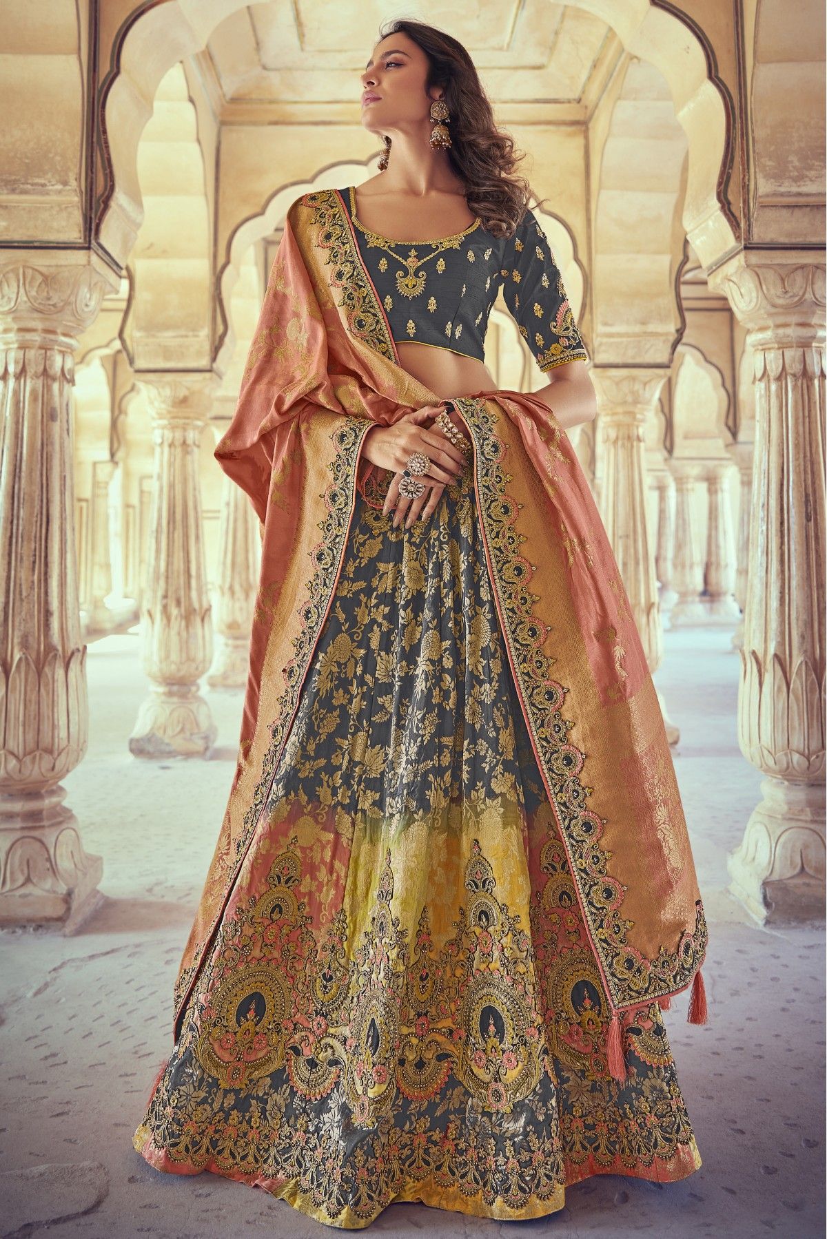 Silk Embroidery Lehenga Choli In Multicolour LD1356549 A