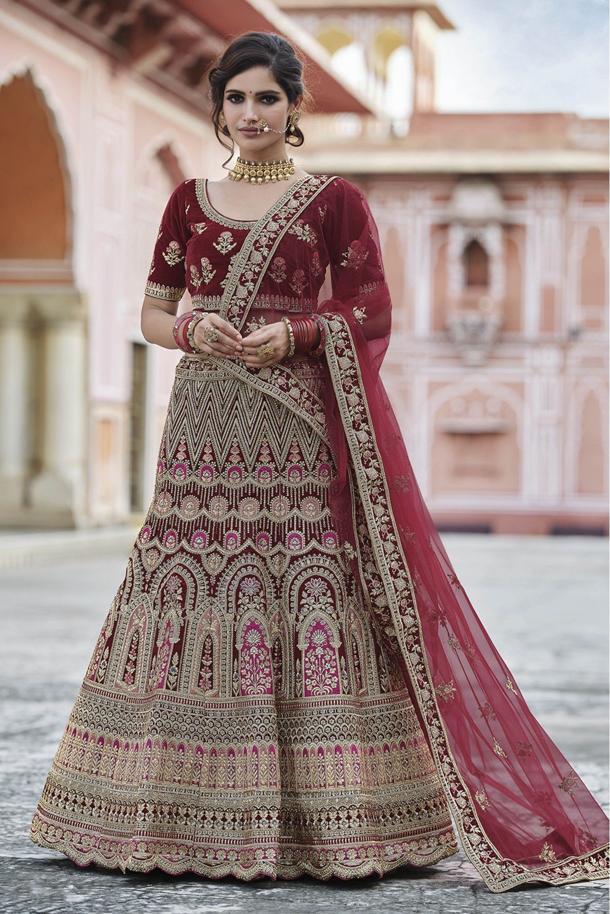 Attractive Dark Maroon Color Handwork Lehenga Choli – TheDesignerSaree