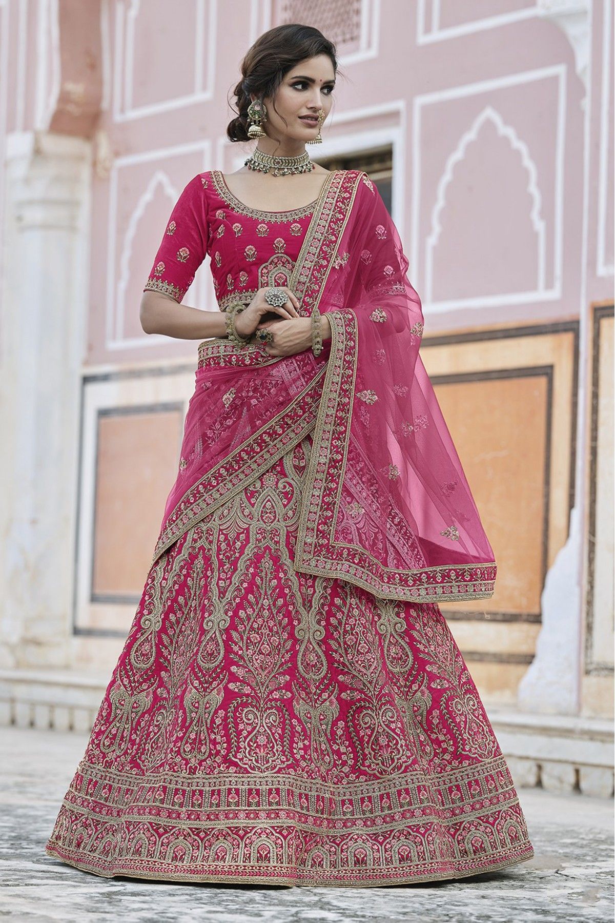 Pink Handloom Silk Indian Lehenga Saree For #engagement #Lehenga #Style # Saree #nikvik #usa #designer… | Designer lehenga choli, Lehenga style saree,  Indian outfits