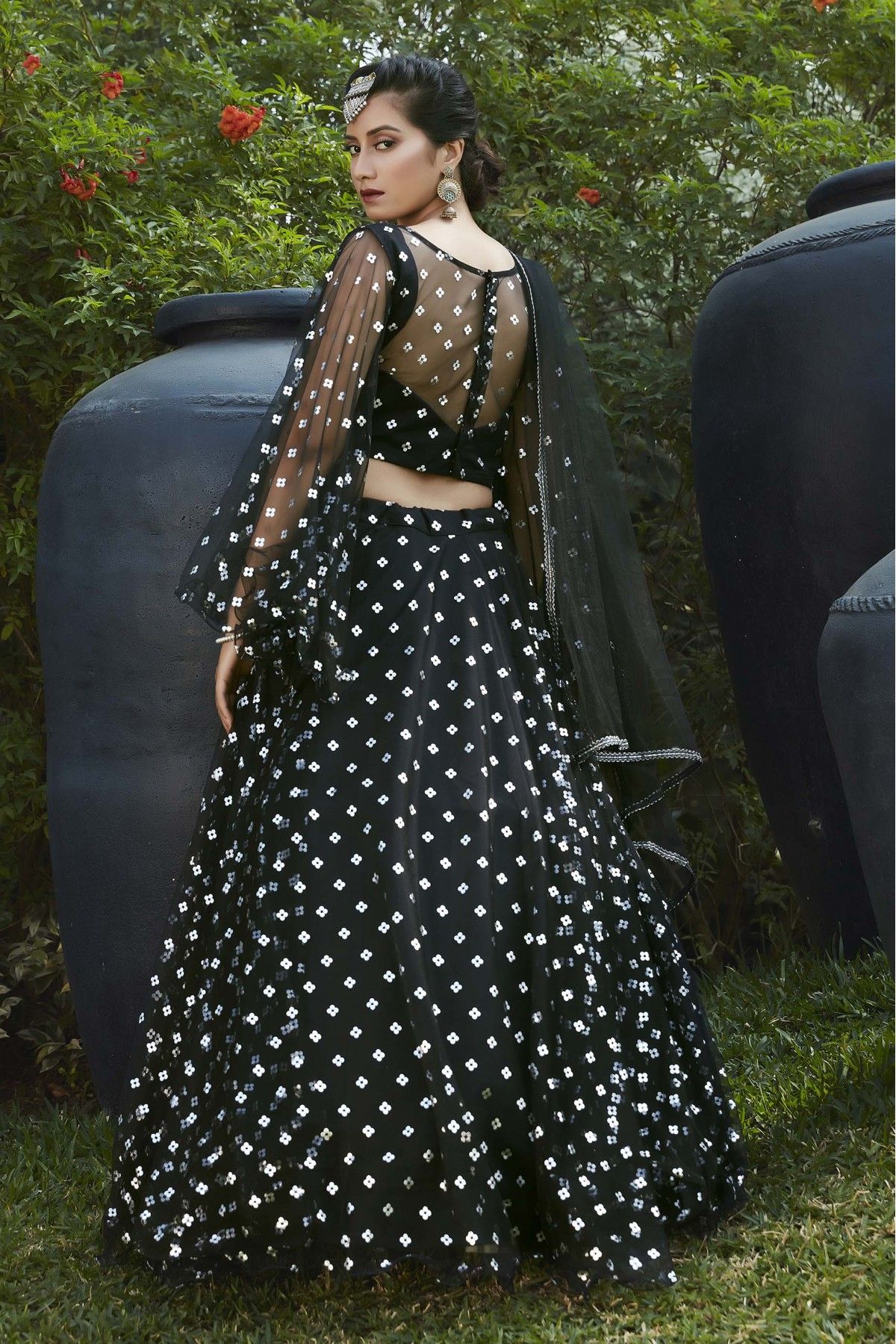 Embroidery Machine Black Colored French Silk Lehenga Choli at Rs 1847 in  Surat