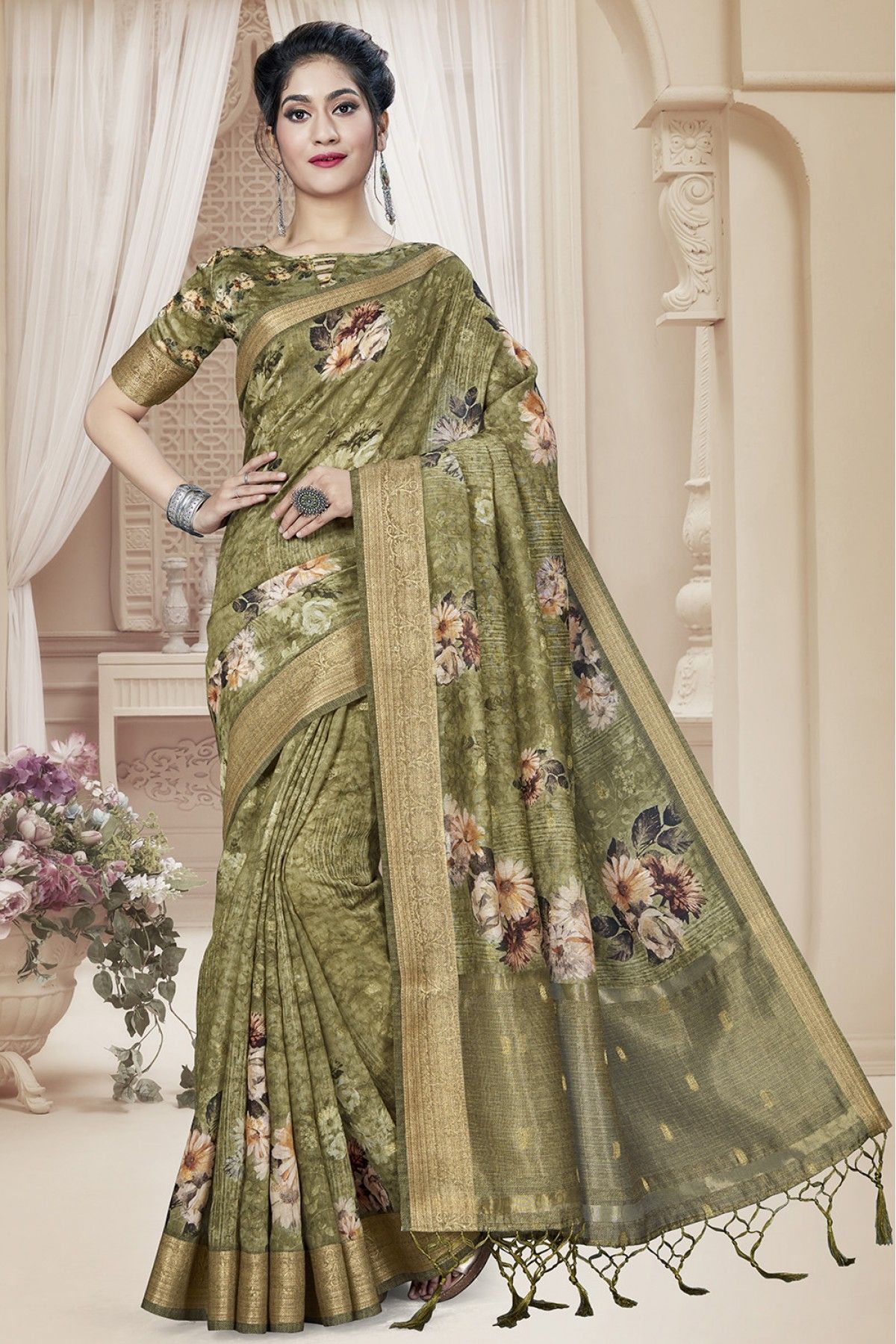 Women's Soft Turkey Silk Saree With Allover Simple Shine Woven Butterfly  Allover (Mehndi Green) - Stava Creation | Saree, Fancy blouse designs, Saree  blouse designs