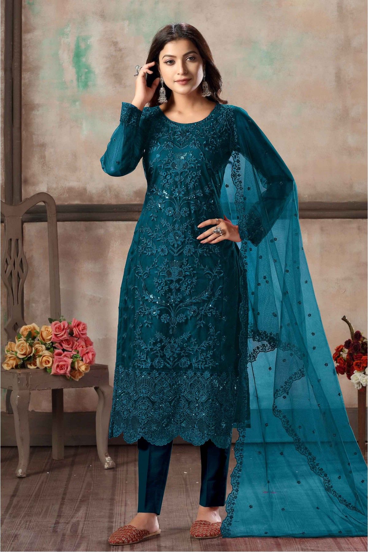 Shop Designer Pant Style Salwar Suits Online at Ninecolours