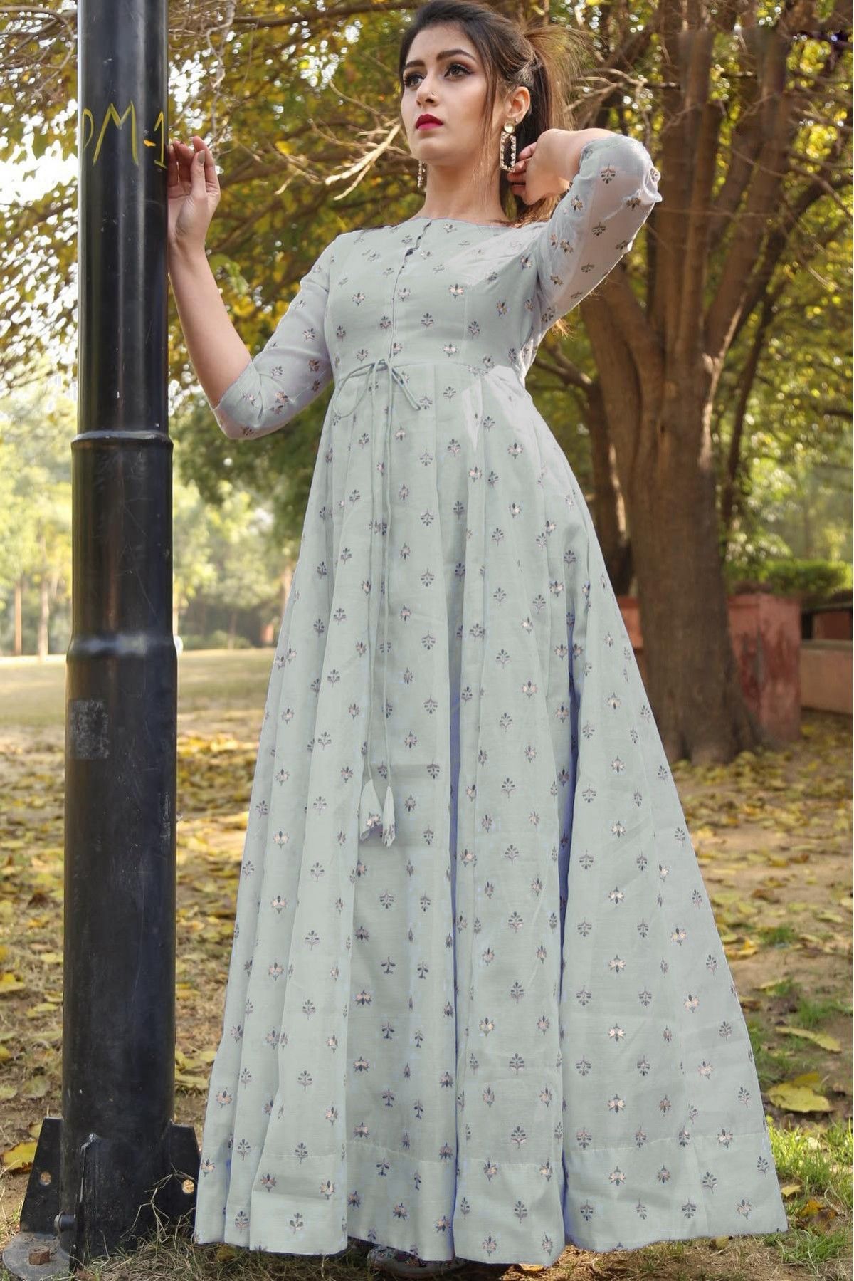 Stylish Grey Colour Dress For Women For Navratri Day 4- Raisin