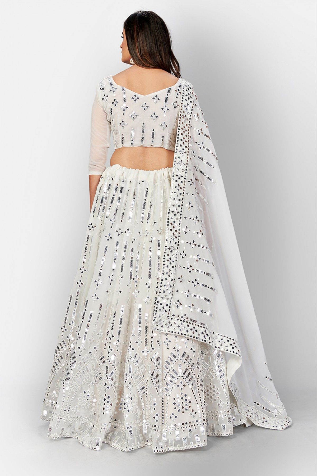 Georgette Embroidery Lehenga Choli In White Colour - LD5411759