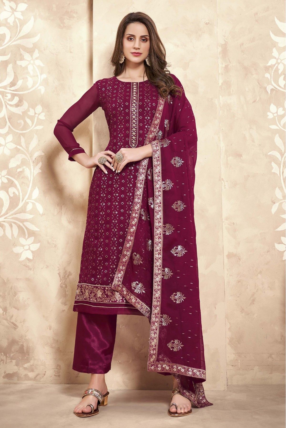 Wine colour shop suit for girl