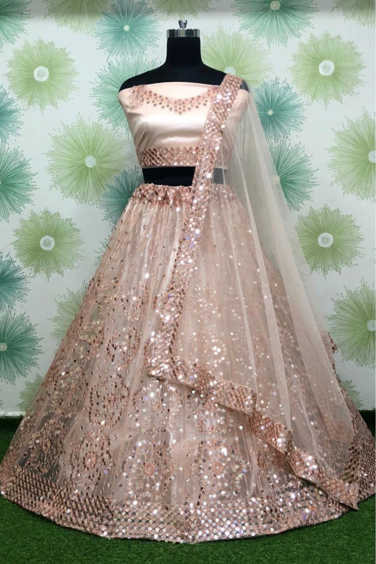 Cream Color Designer A Line Lehenga Choli