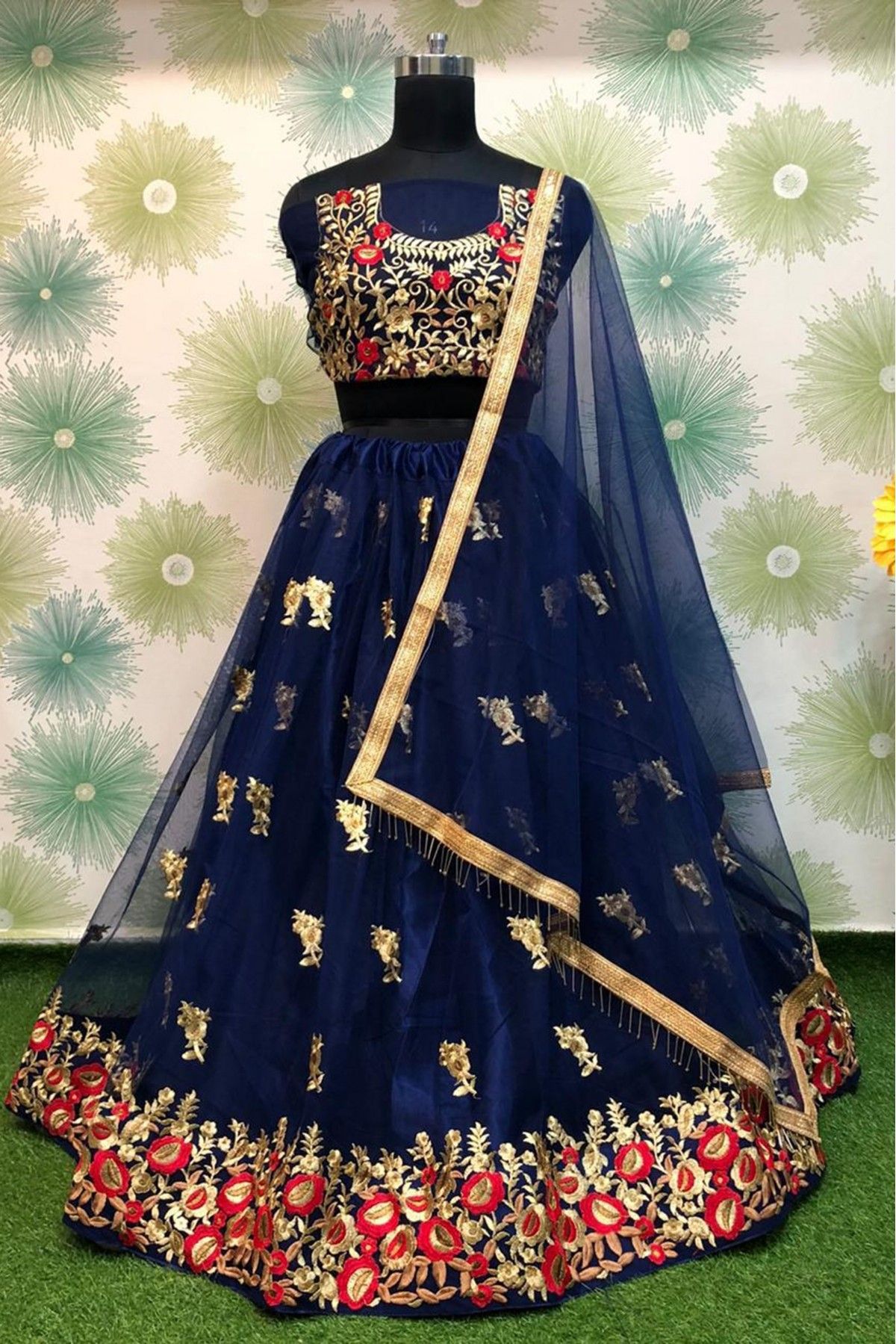 Net Embroidery Lehenga Choli In Navy Blue Colour - LD4010169