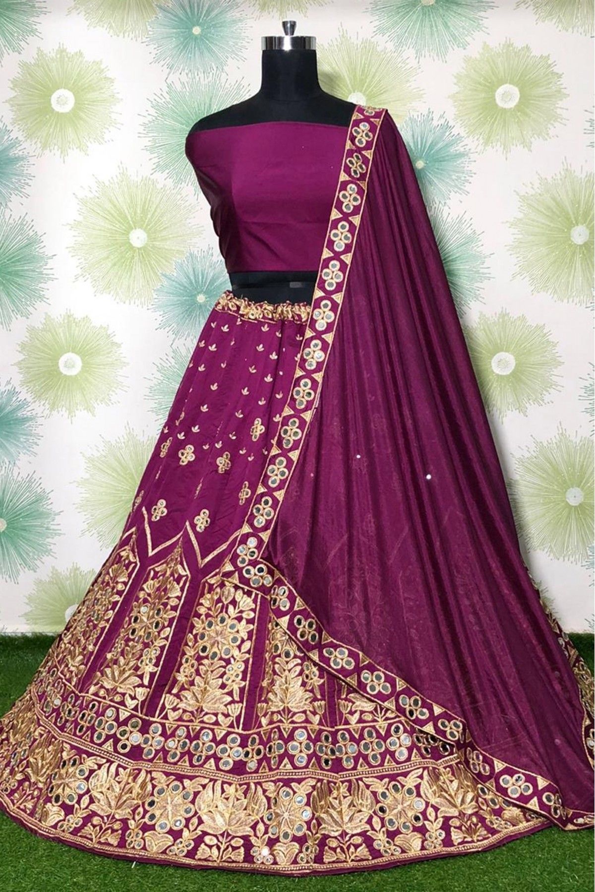 Taffeta Silk Embroidery Lehenga Choli In Purple Colour - LD4010229