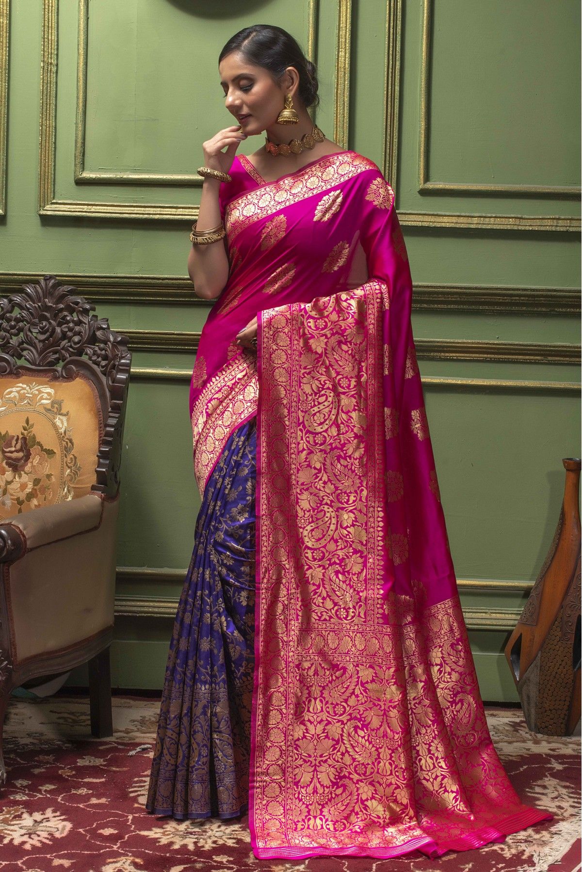 Purple Party Wear Face Deal Designer Banarasi Silk Saree For Women