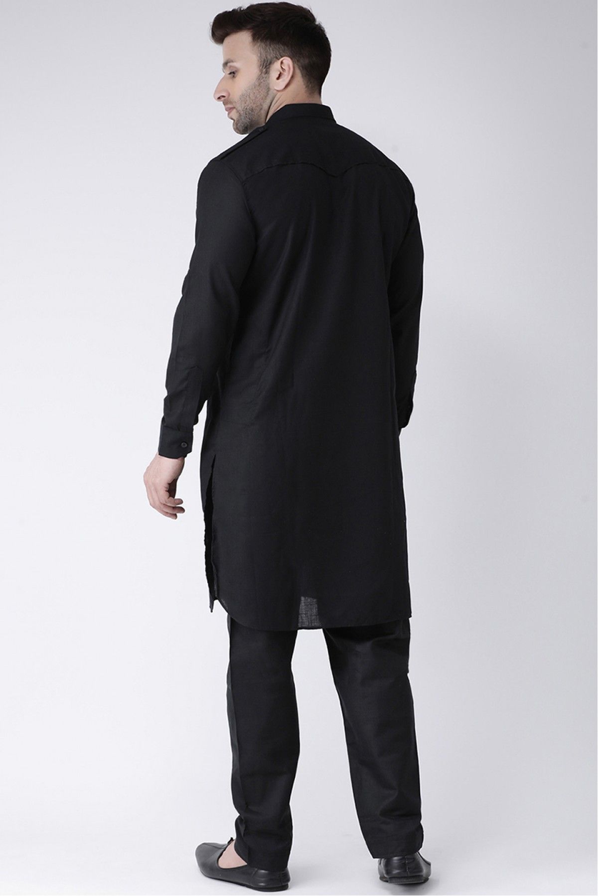 Solid Black Classy Festive Wear Pathani Suit | Fashion suits for men, Gents  kurta design, Mens kurta designs