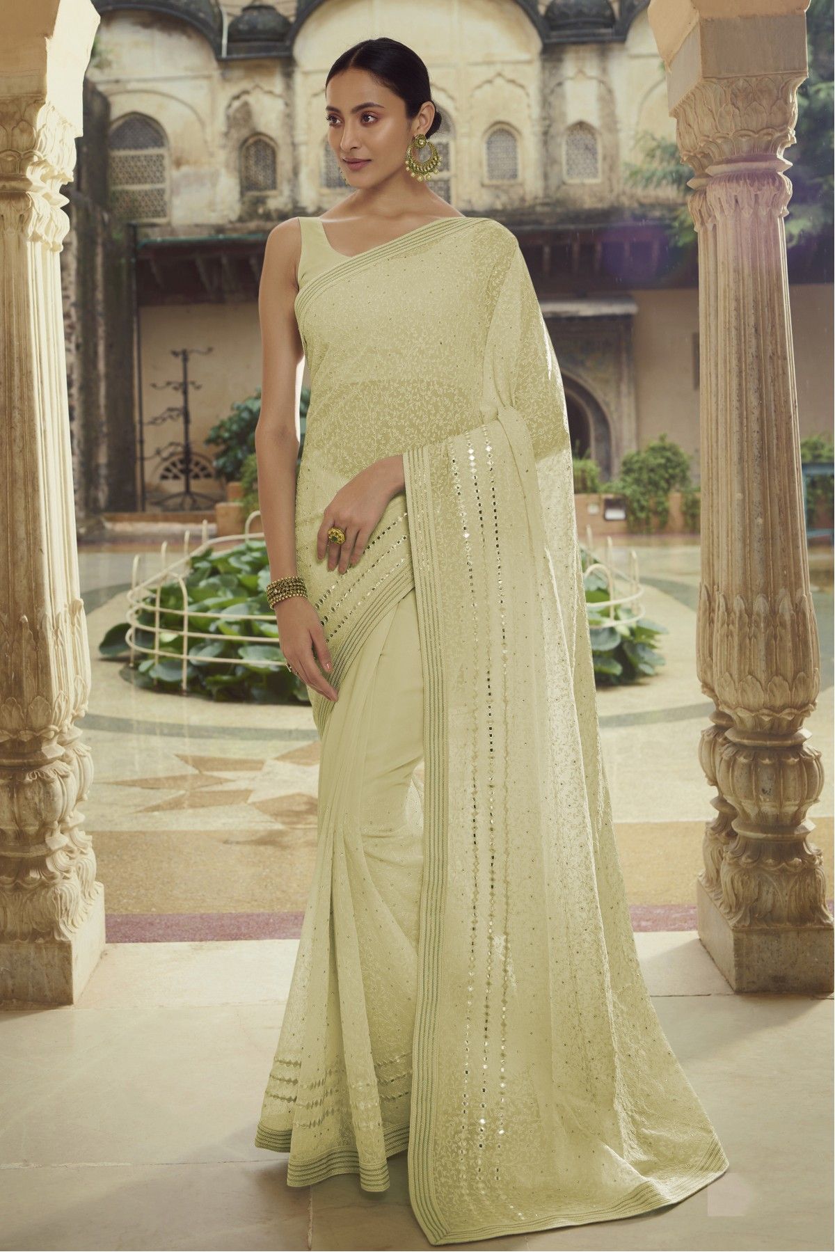 Buy Pista Green Bandhani Saree With Zari Detail And Unstitched Blouse Piece  Kalki Fashion India