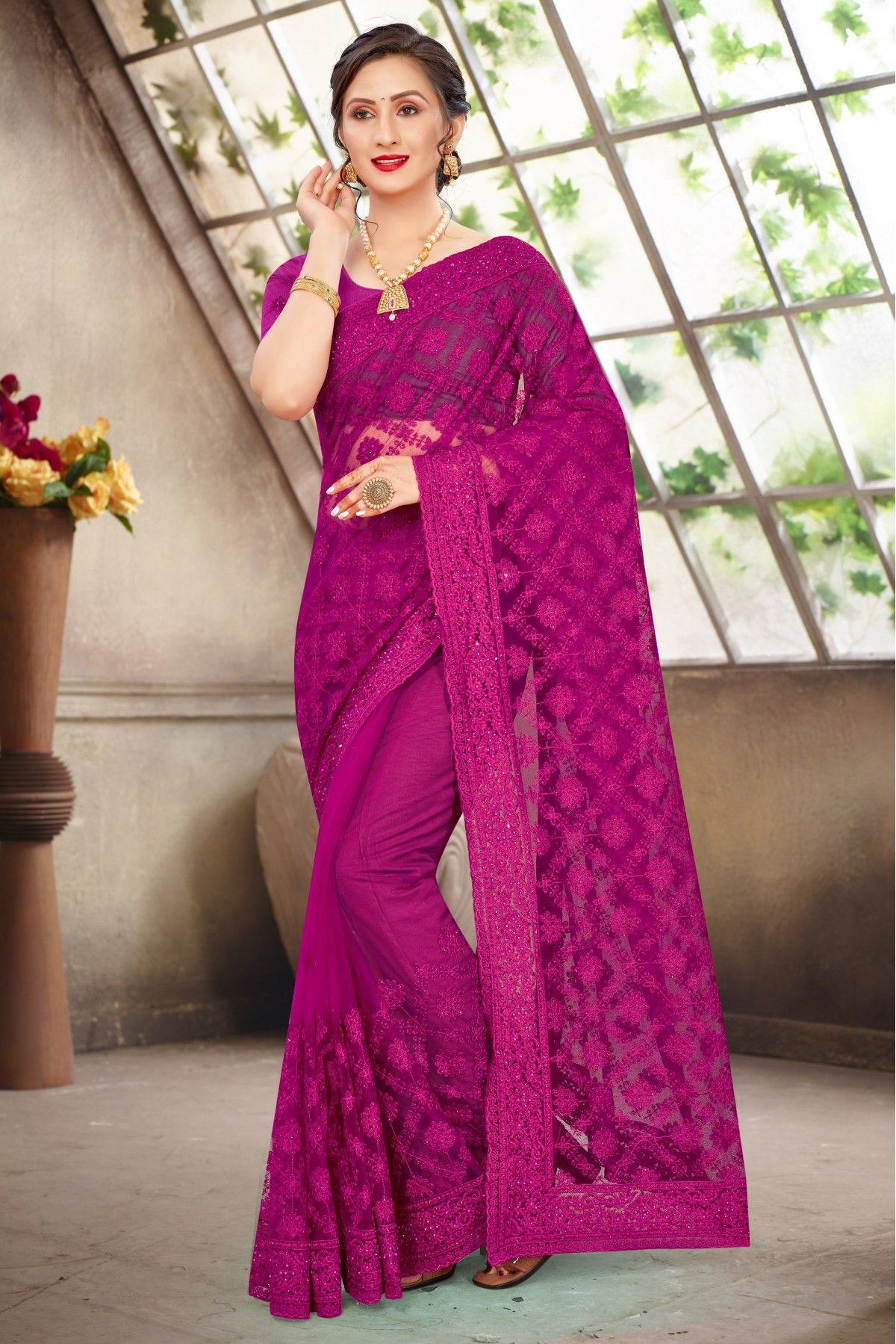 Wine Saree in Art silk with Weaving - SR20661