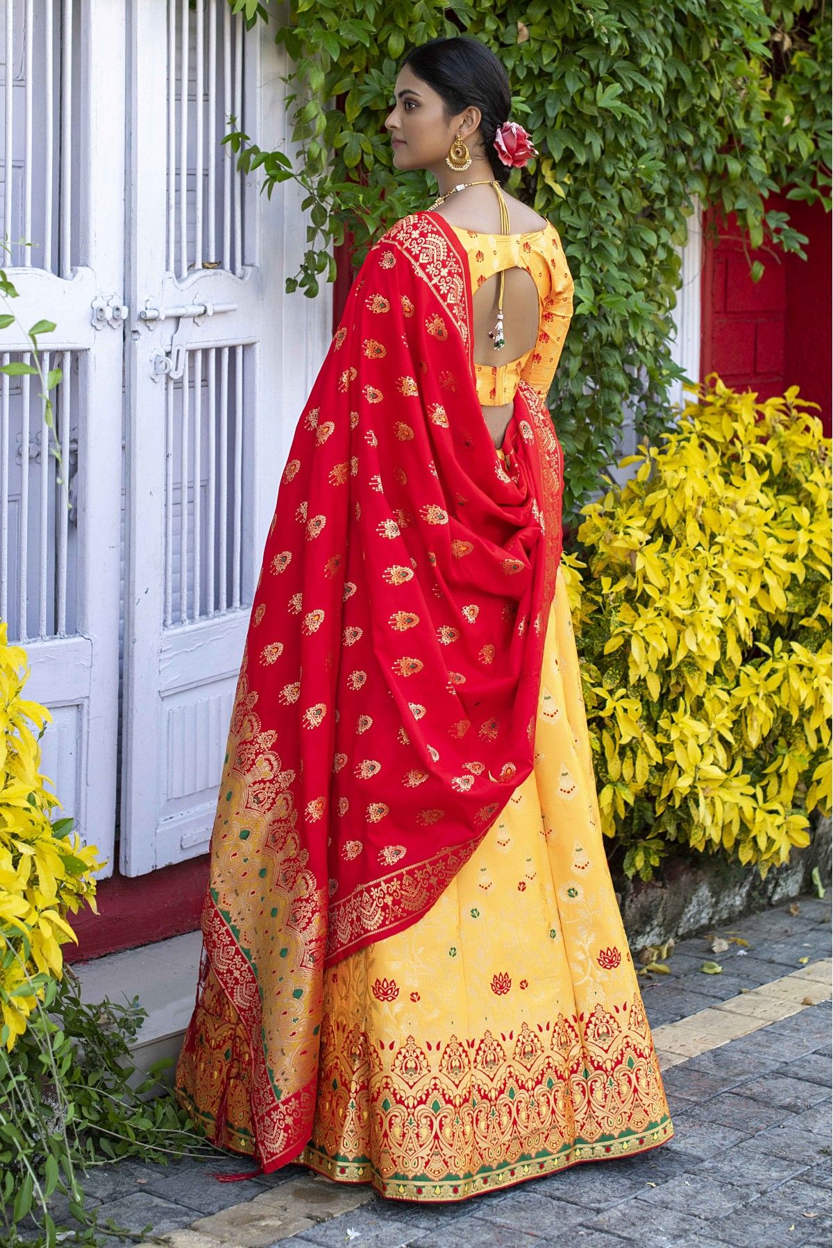 Yellow pre draped lehenga ✨ Kudrat - an ode to nature | Winter Festive' 22  #shrutiranka #winterfestive #blockprinting #trousseau #... | Instagram