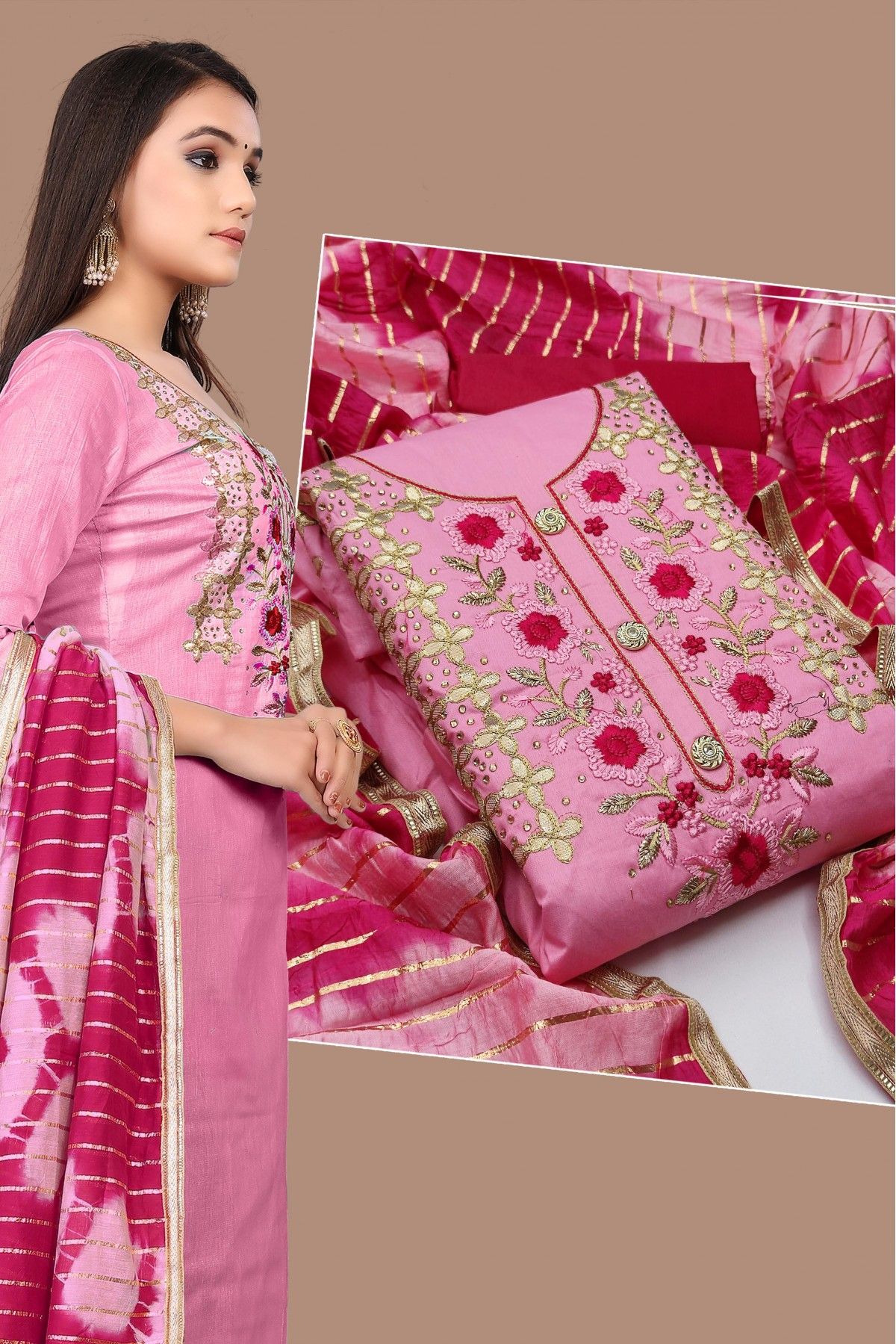 Buy iTokri Casuals - Light Pink Cotton Elasticated Salwar for