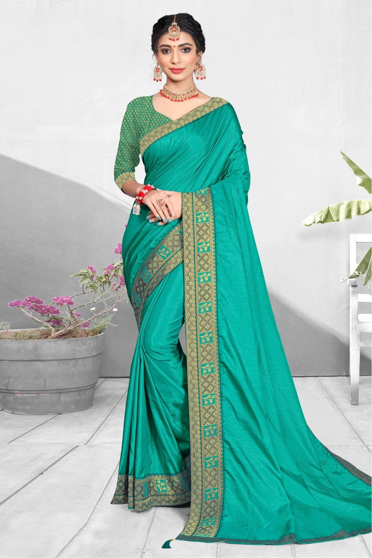 Desirable Rama Soft Banarasi Silk Saree With Most Stunning B