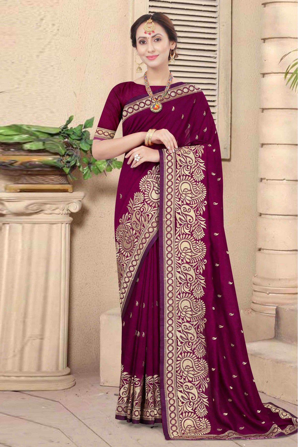 Buy Online Purple Weaving Designer Traditional Saree : 187213 -