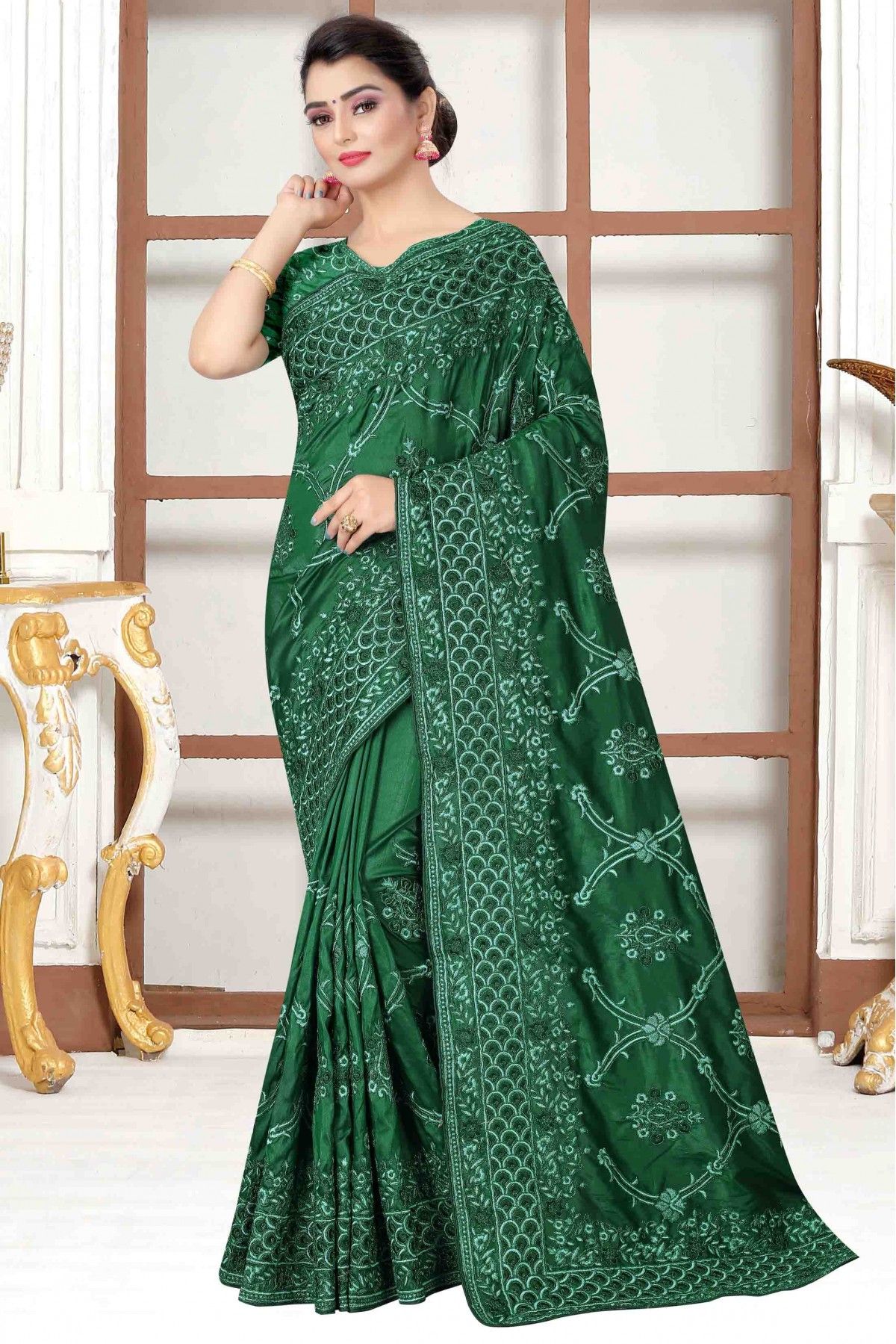 Rani Pink Net Designer Saree