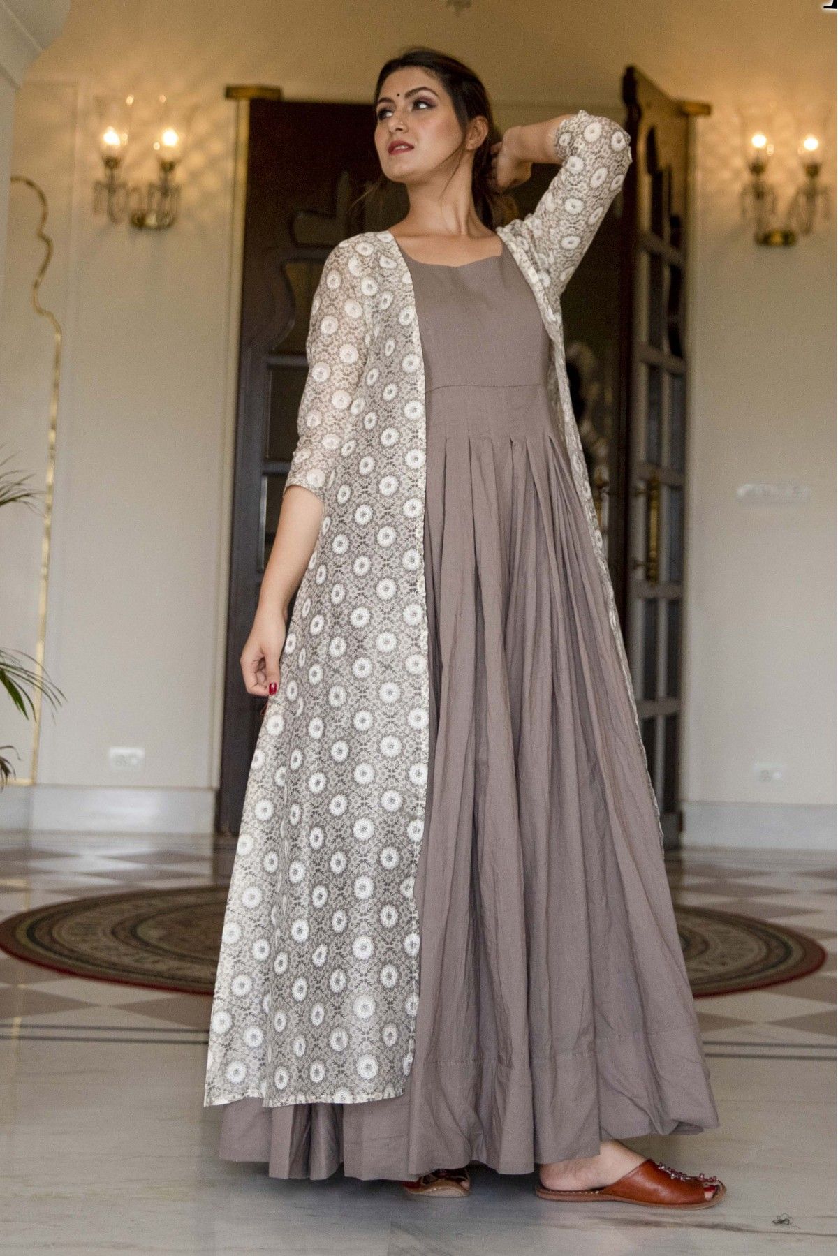 Buy Glamorous Grey Shibori Print Silk Readymade Festival Wear Gown - Zeel  Clothing