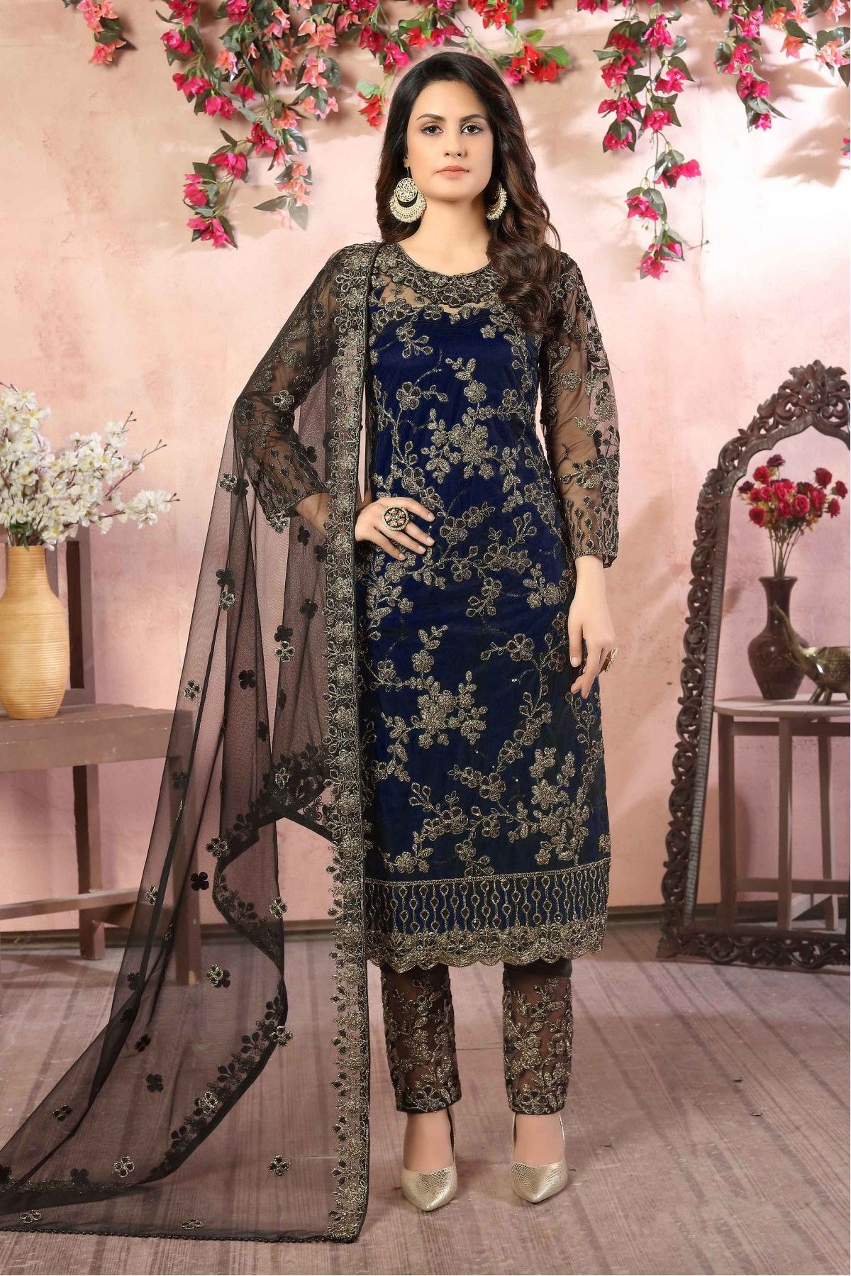 Shop Designer Pant Style Salwar Suits Online at Ninecolours