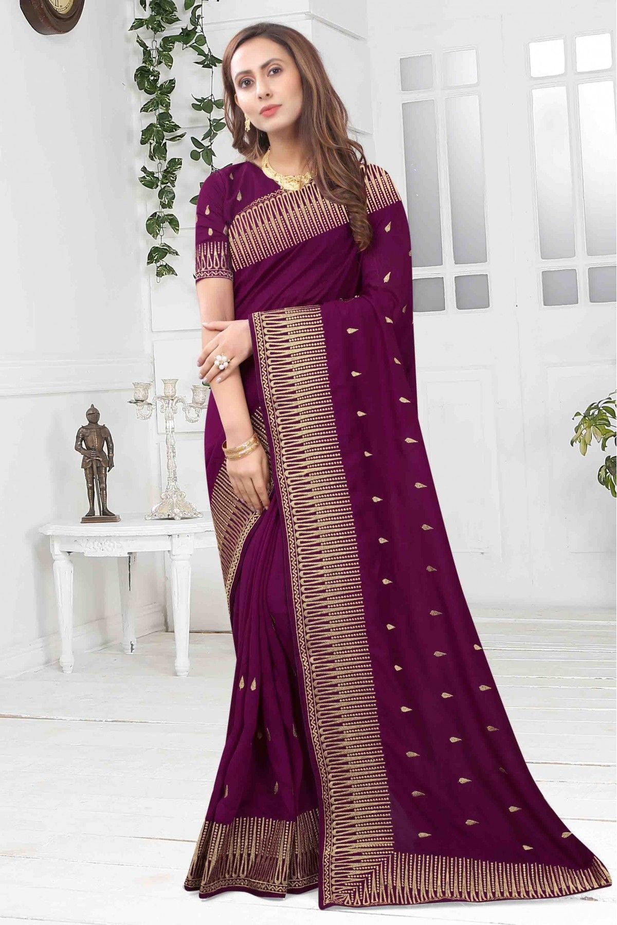 INDIAN LINEN SAREE Attractive Wine and Golden Color Banarasi Silk Saree  Price in India - Buy INDIAN LINEN SAREE Attractive Wine and Golden Color  Banarasi Silk Saree online at undefined