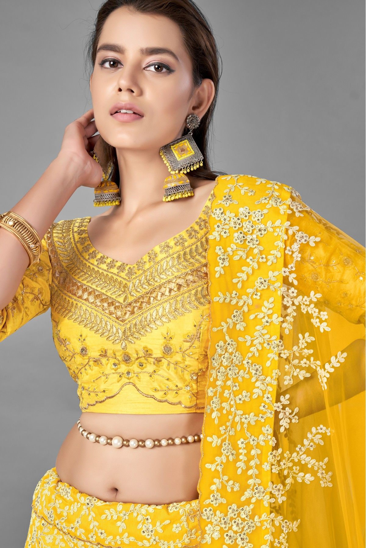 Yellow color Designer Wdding Lehenga choli :: MY SHOPPY LADIES WEAR