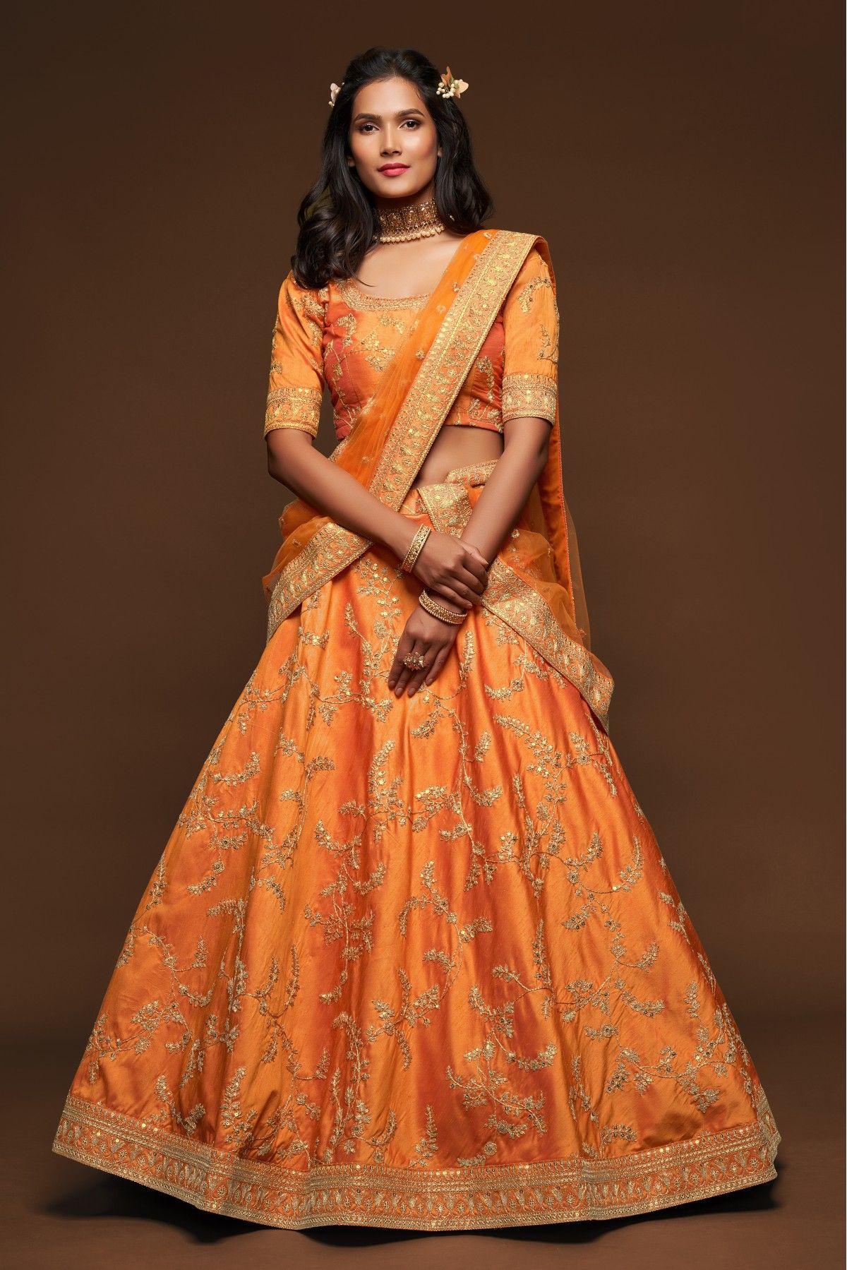 Buy Orange Color Party Wear Georgette Lehenga Choli and Net Dupatta With  Embroidery Work for Women, Festive Lehenga, Bridesmaid Outfit Online in  India - Etsy