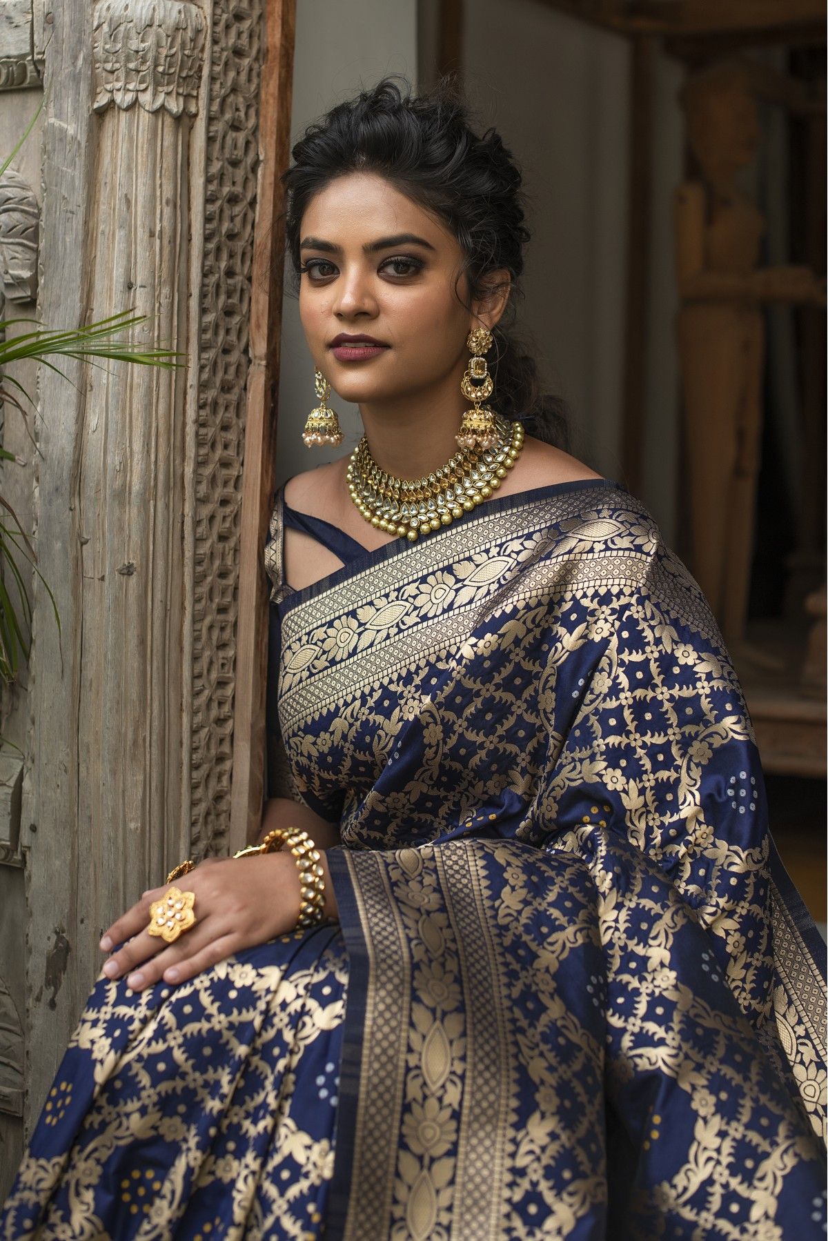 Navy Blue Banarasi Beautiful Zari Work In Form Of Traditional Motifs Soft  Silk Saree