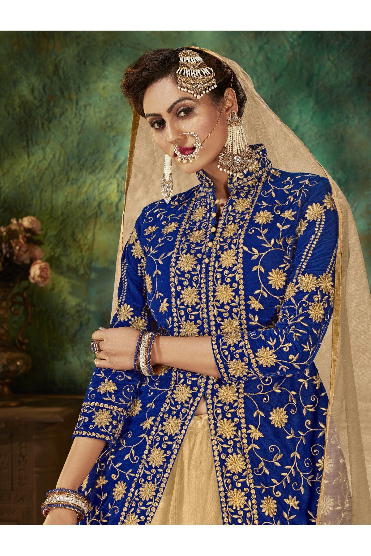 Buy Navy Blue Colored Partywear Embroidered Lehenga Choli Online At Zeel  Clothing