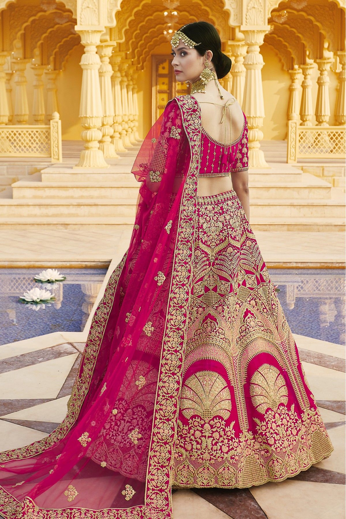 Velvet Bridal Lehenga Choli with Embellished Anarkali Work and Designer  Dupatta | Exotic India Art